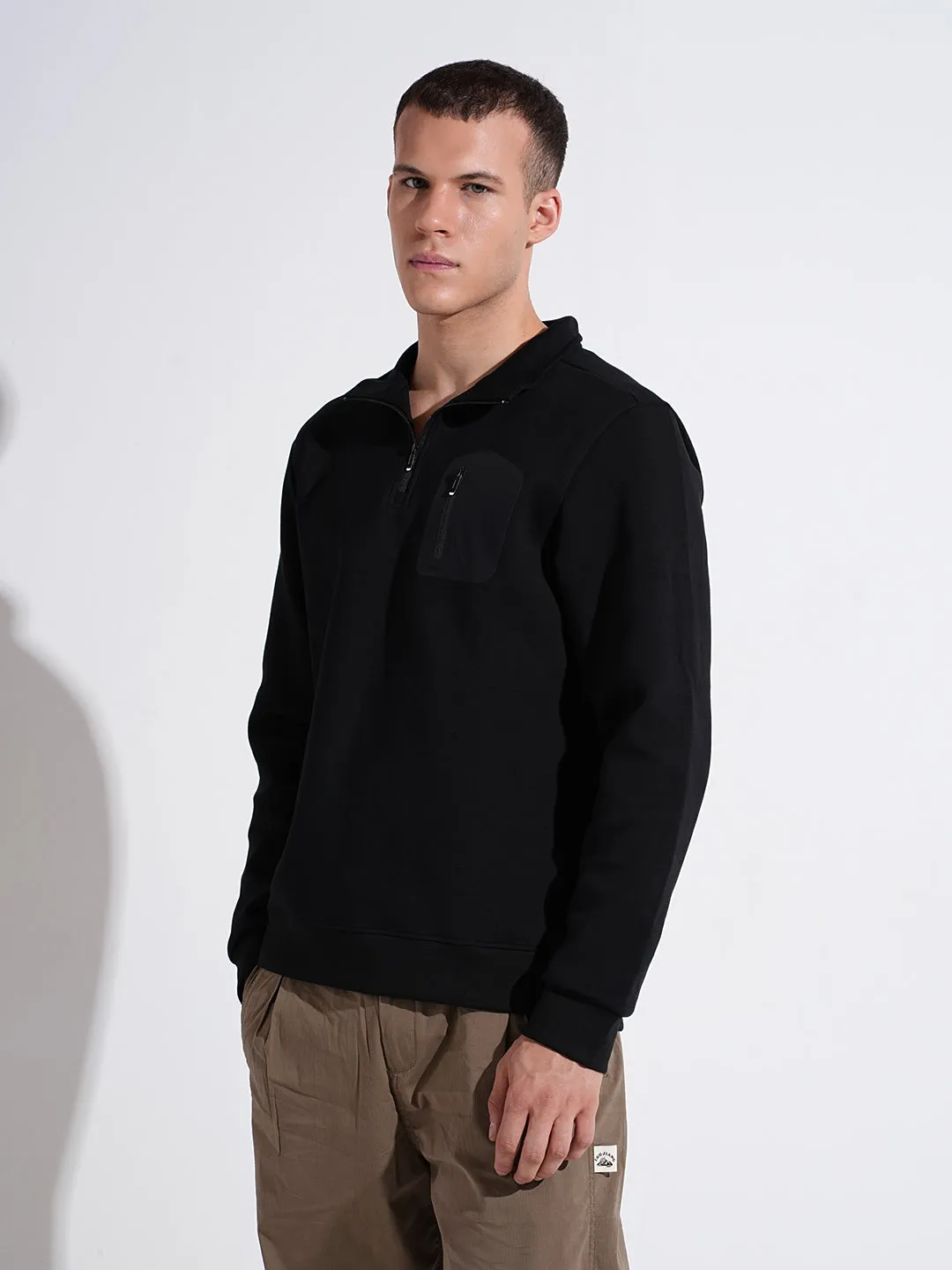 Men's Black High Neck Sweater Core Chic Street Staple