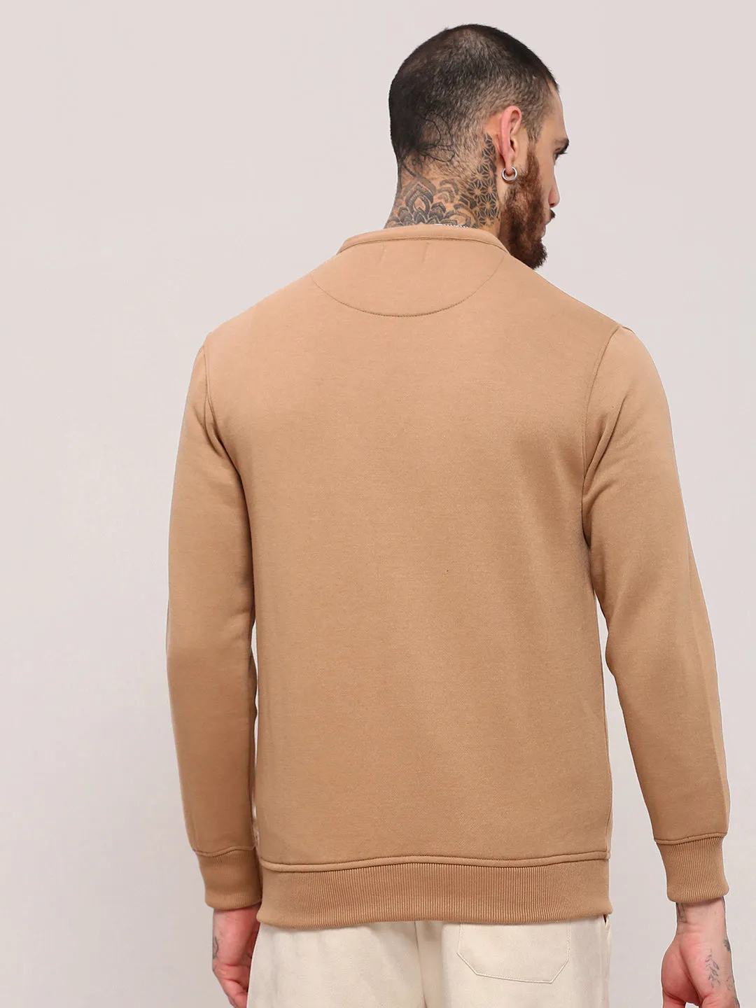 product cost effectiveness Men's Brown Solid Front-Open Sweatshirt