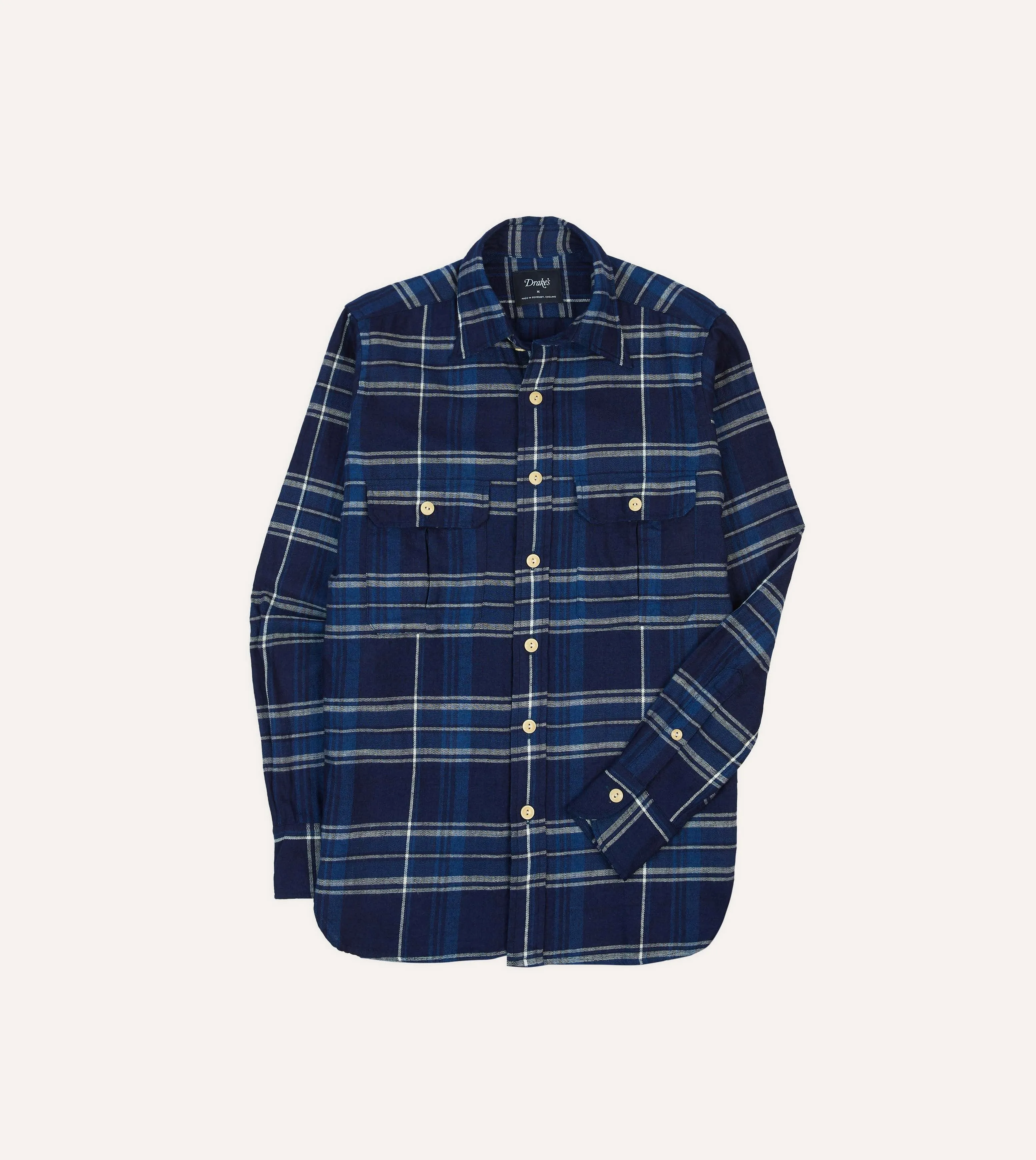 Effortless Vibe Pre Shrunk Cotton Blue Check Cotton Long Point Collar Work Shirt