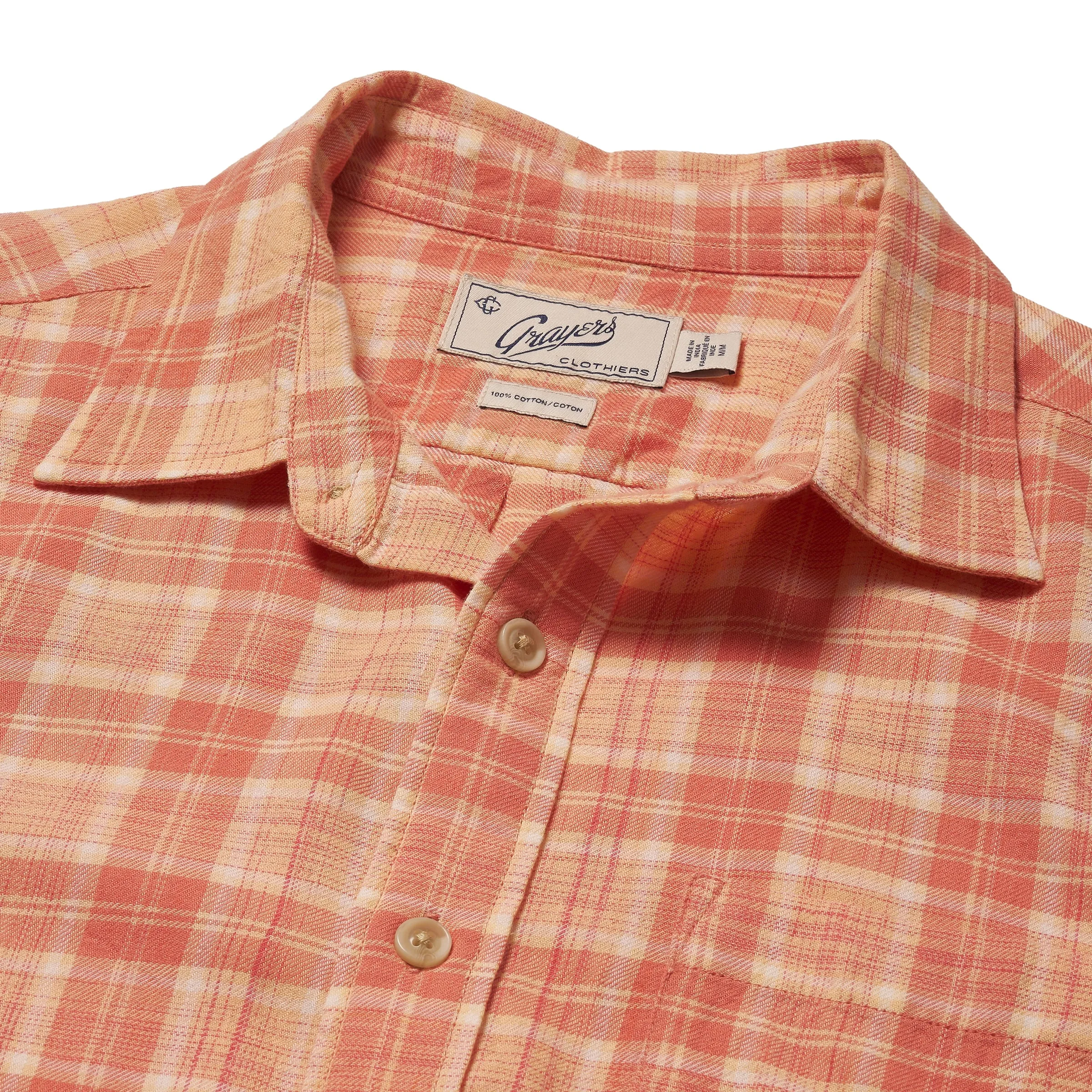 Performance Wear Light Weight Power Loom Short Sleeve Shirt - Auburn Cream Plaid