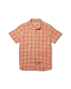 Light Weight Power Loom Short Sleeve Shirt - Auburn Cream Plaid Multi Purpose Wear