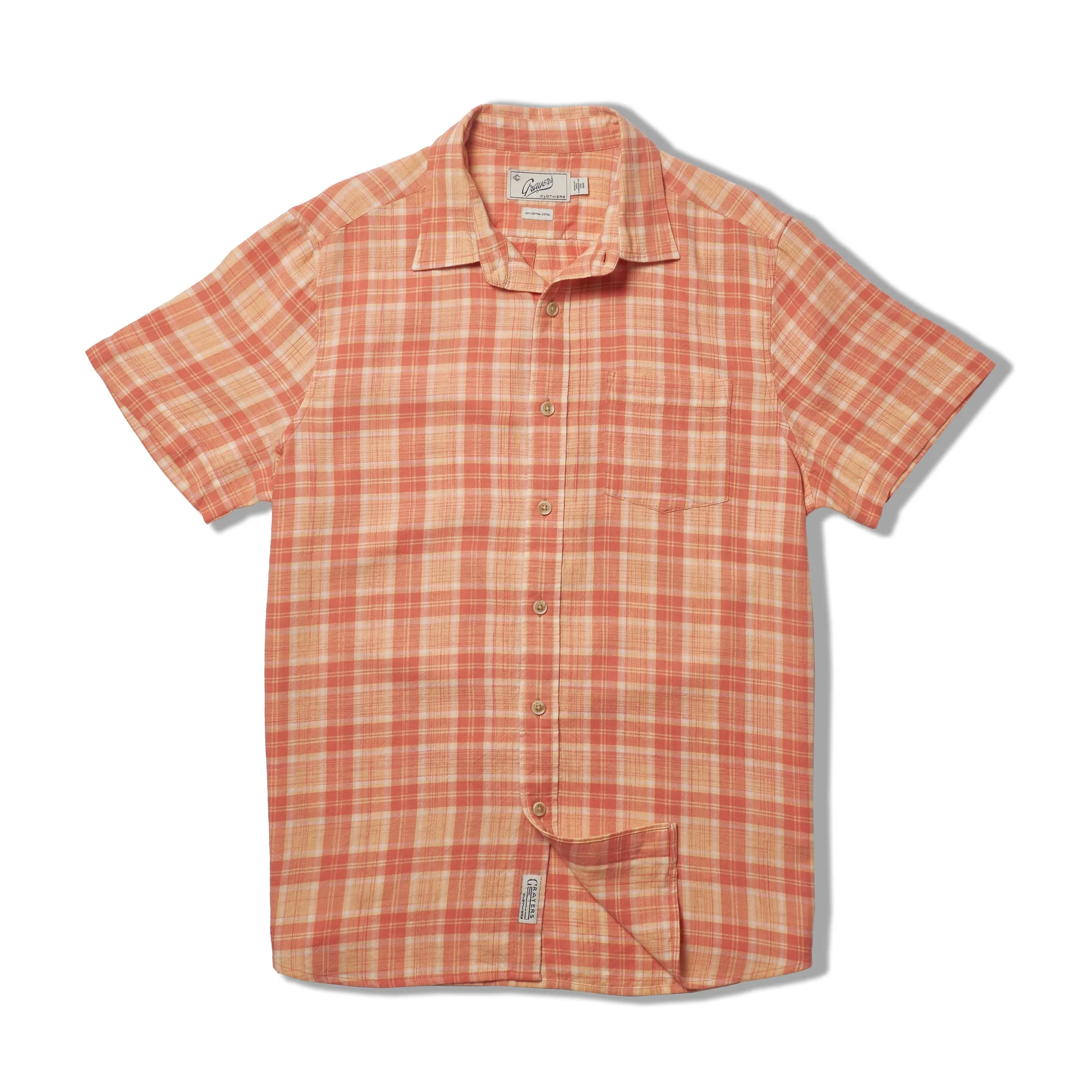 Light Weight Power Loom Short Sleeve Shirt - Auburn Cream Plaid Seasonal Must-Have