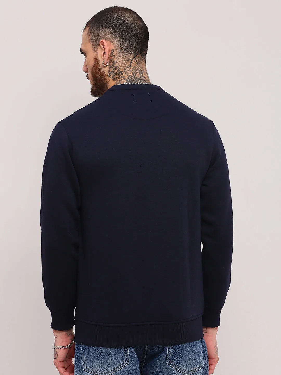 Men's Navy Blue Solid Sweatshirt Brand Identity