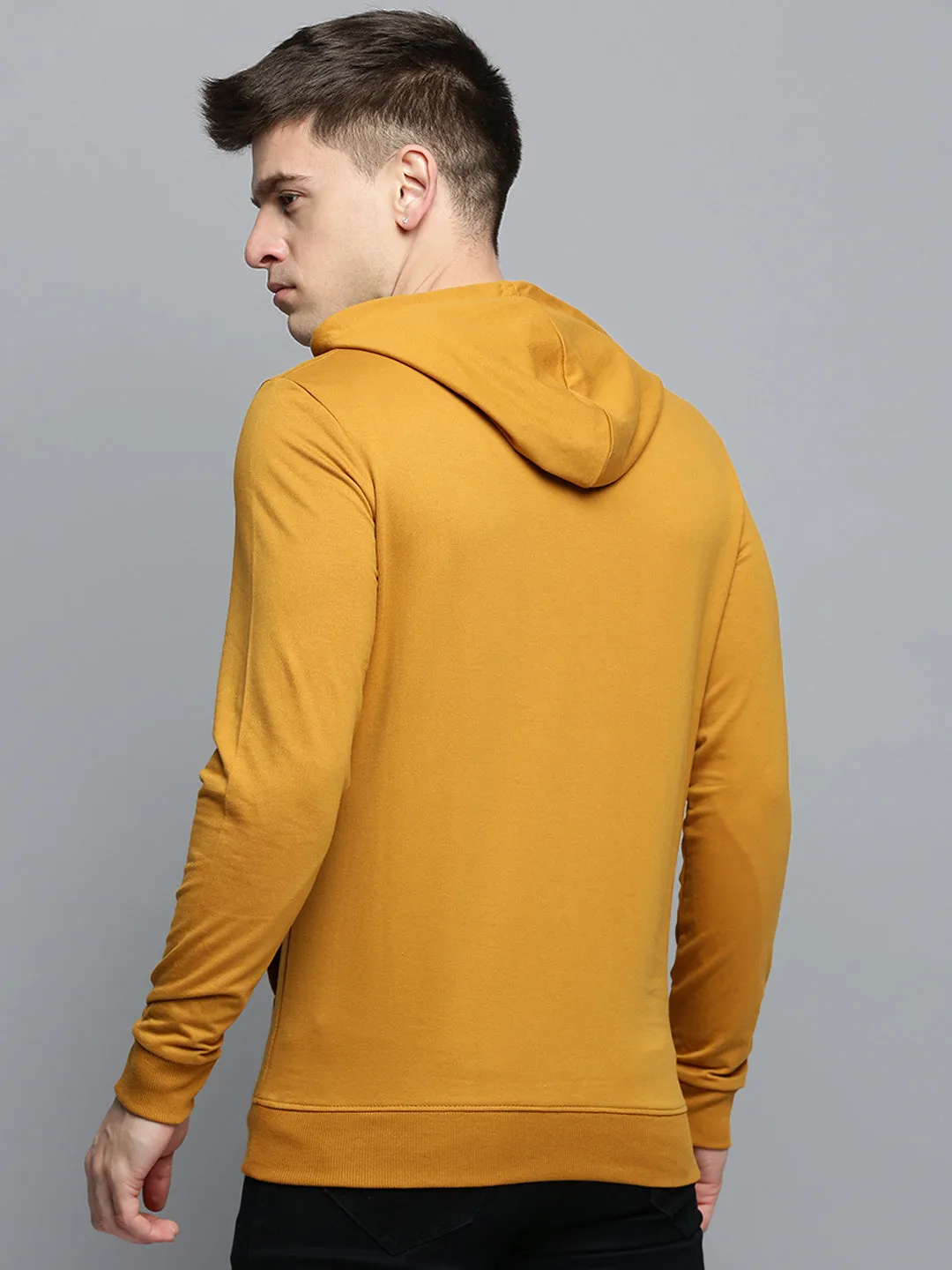 Casual Basics Men's Mustard Hooded Pullover Cotton Sweatshirt