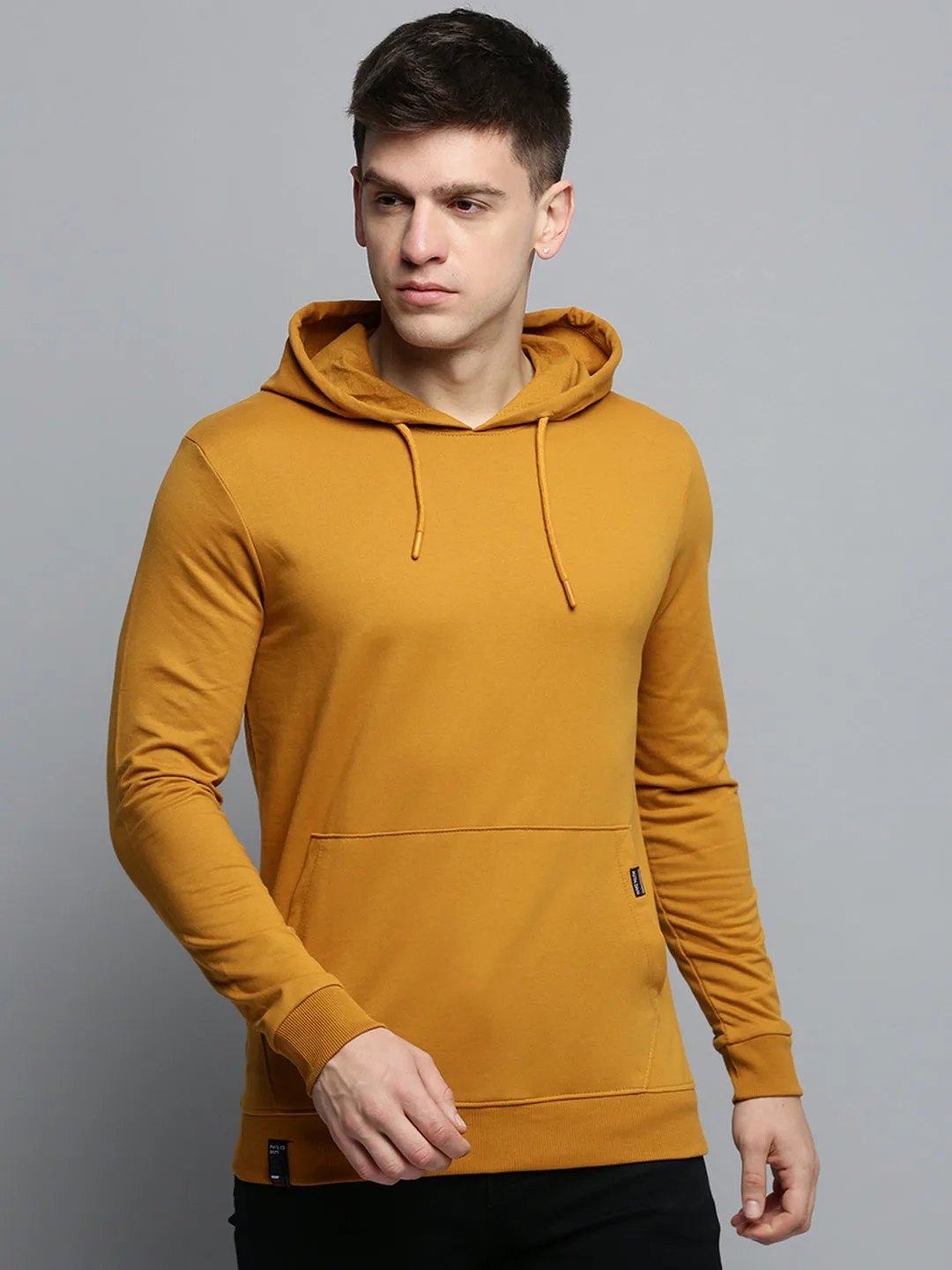 Men's Mustard Hooded Pullover Cotton Sweatshirt Corduroy product holiday wearability