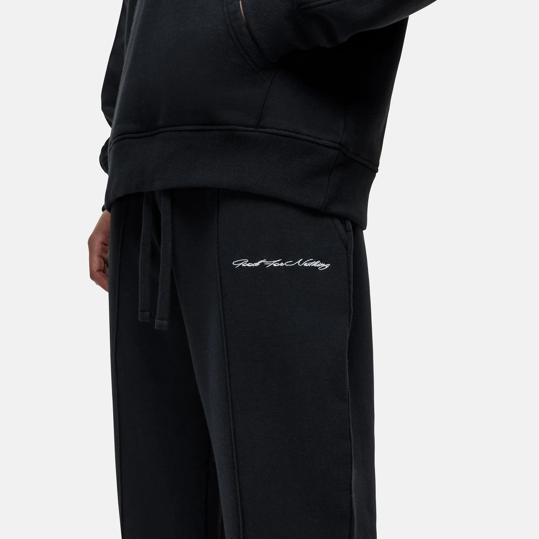 Sporty Layers Chic Appeal Scribble Washed Black Joggers