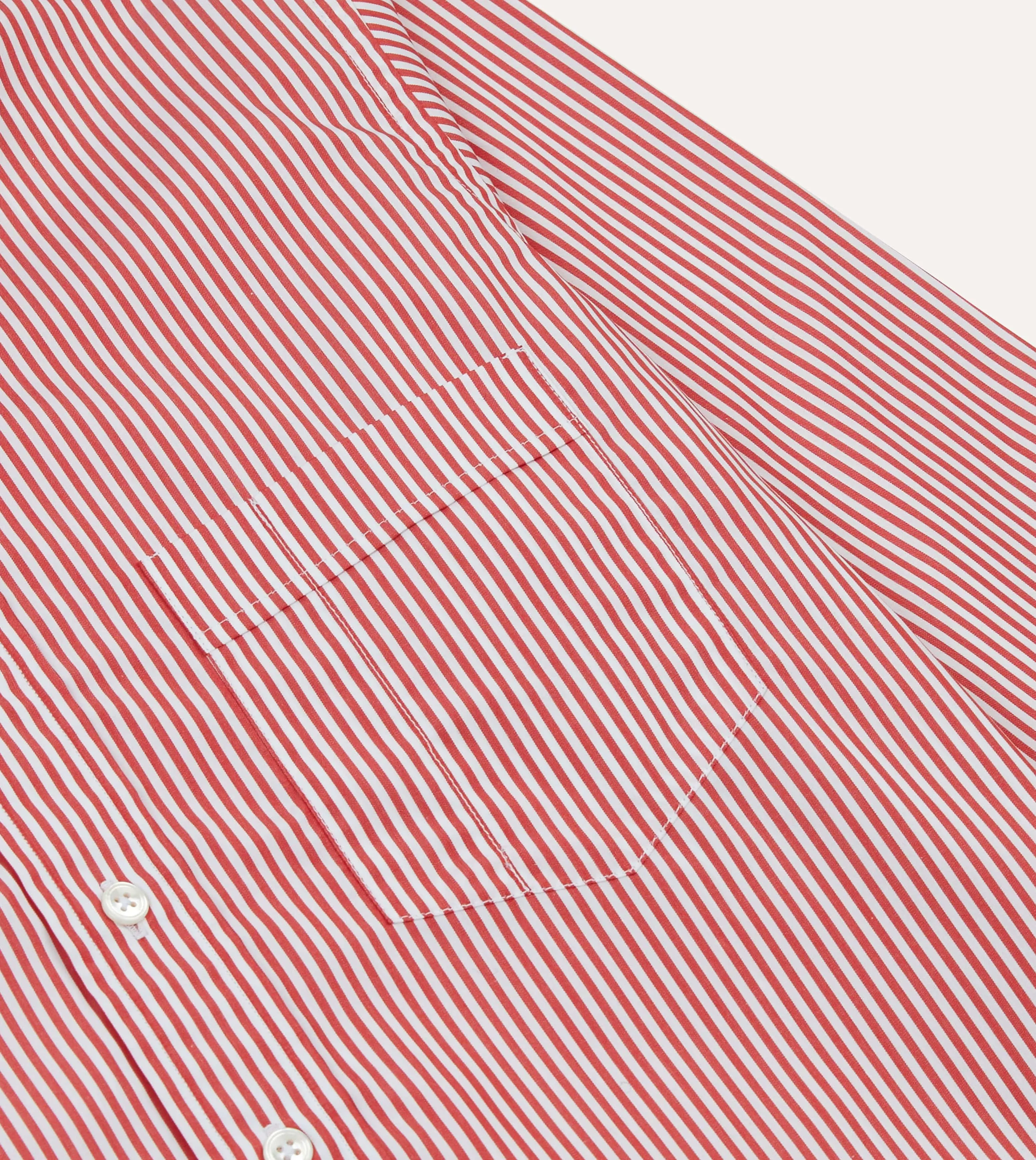 Flexible Cuff Design shopping Red Narrow Stripe Cotton Poplin Button-Down Shirt
