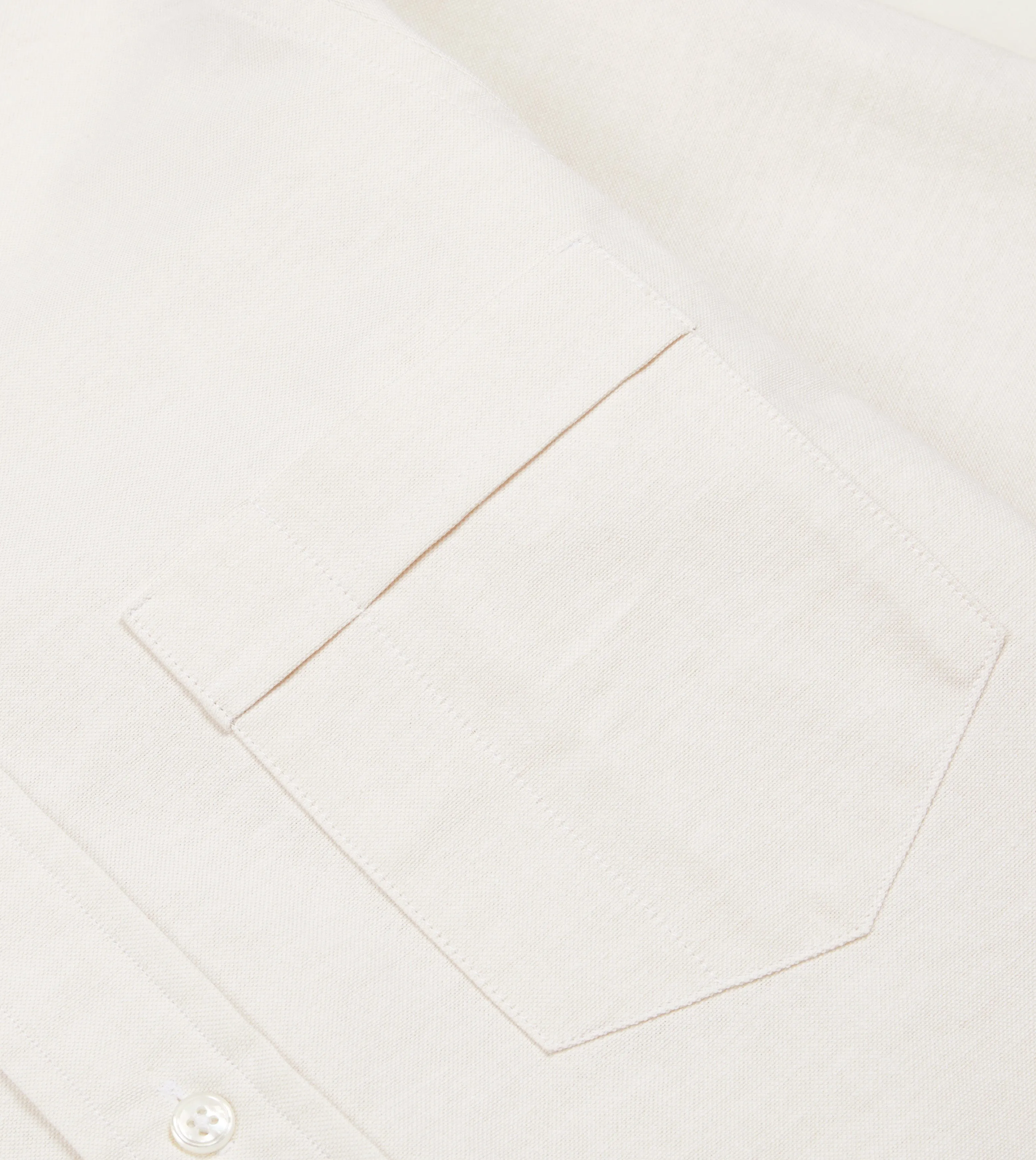 Cream Cotton Oxford Cloth Button-Down Shirt TexturedWeavePattern