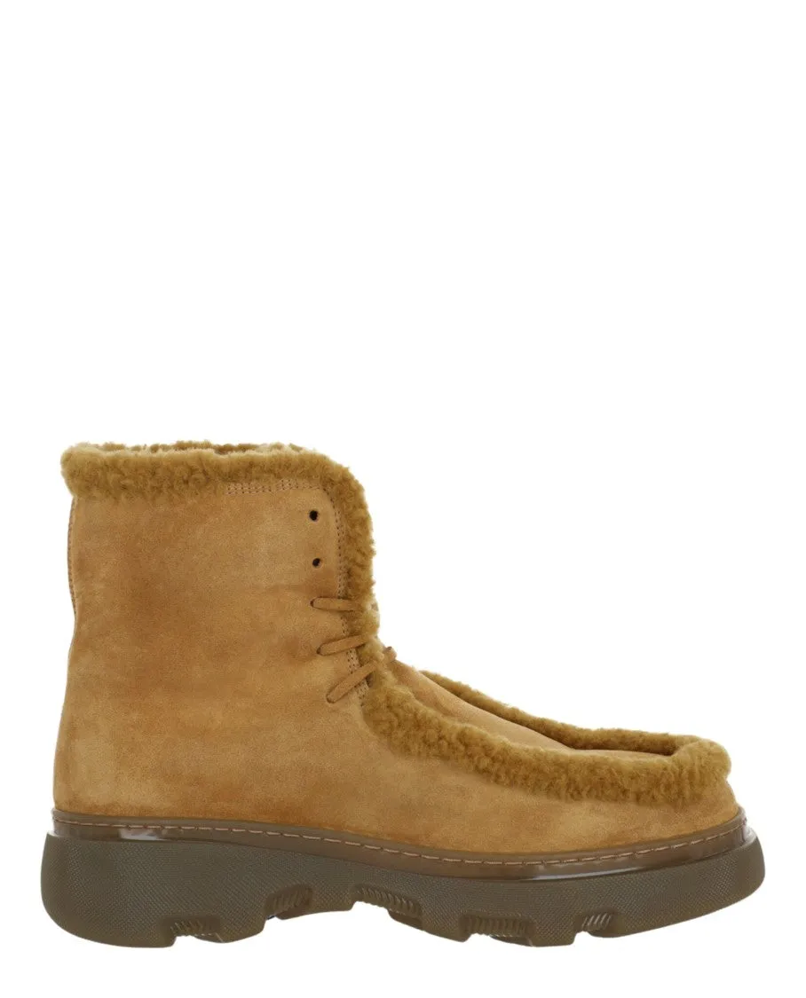 Minimal Color Creeper Shearling Boots