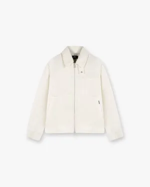 Crinkle Trucker Jacket - Ecru Modern Utility FoldableStructure