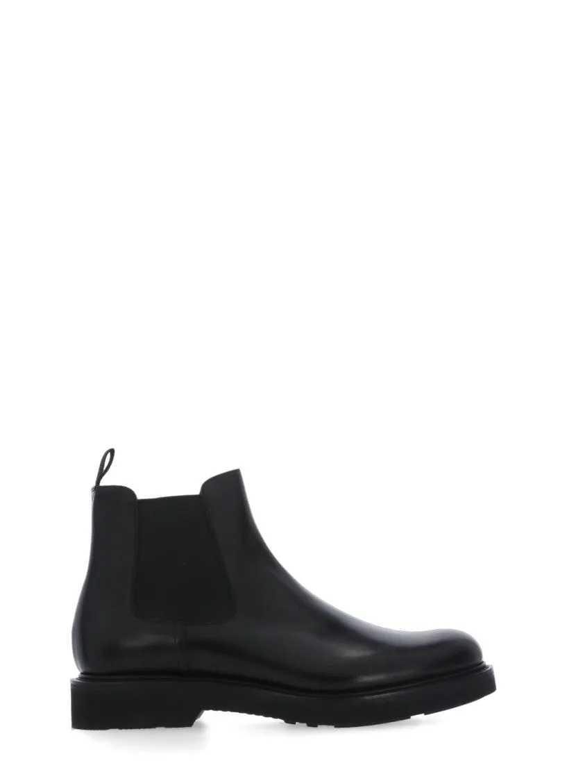 Subtle Edge Black Smooth Leather Ankle Boots