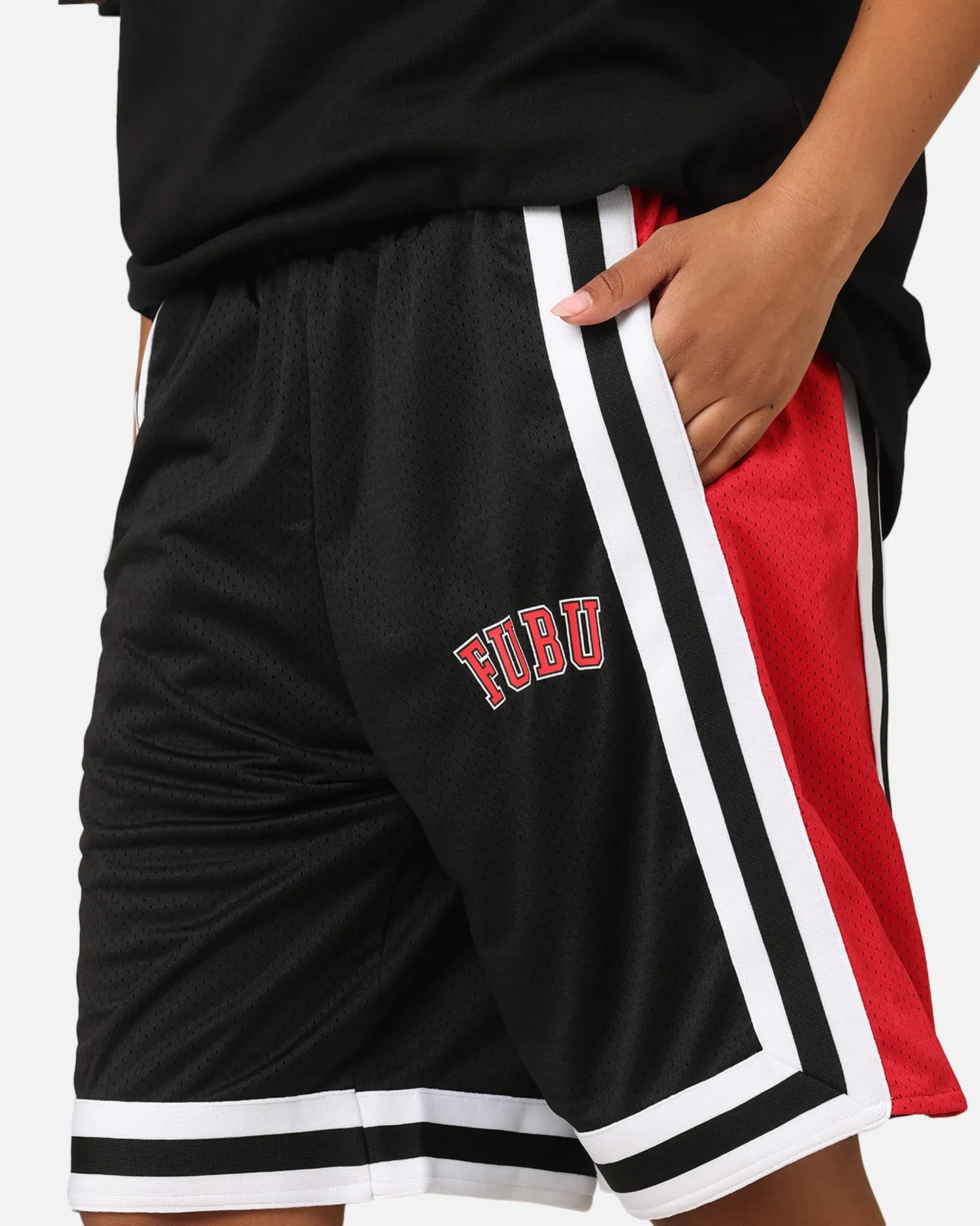 Warm Day Fubu College Mesh Shorts Black/Red/White