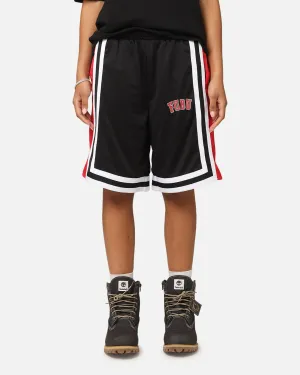 Moisture Management Lining Light Stretch Design Fubu College Mesh Shorts Black/Red/White