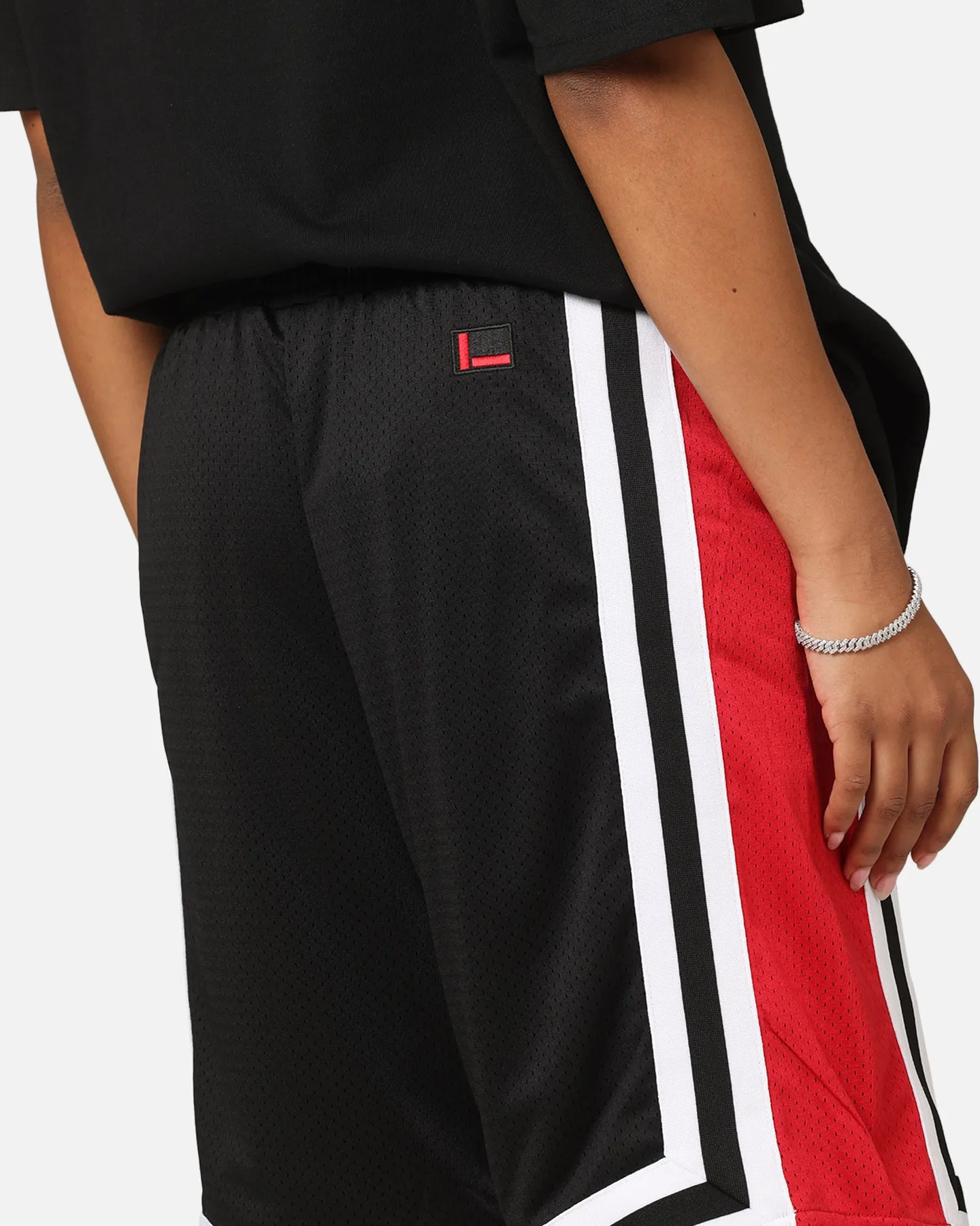 Fubu College Mesh Shorts Black/Red/White Cool Breeze Relaxed Fit