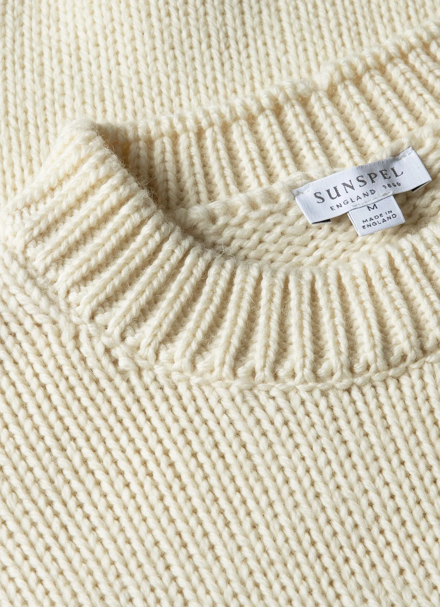 Cold Comforted Quiet Tone Men's Fisherman Jumper in Ecru