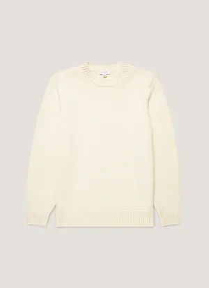 Men's Fisherman Jumper in Ecru Layered Knit Structure Relaxed Armhole Fit