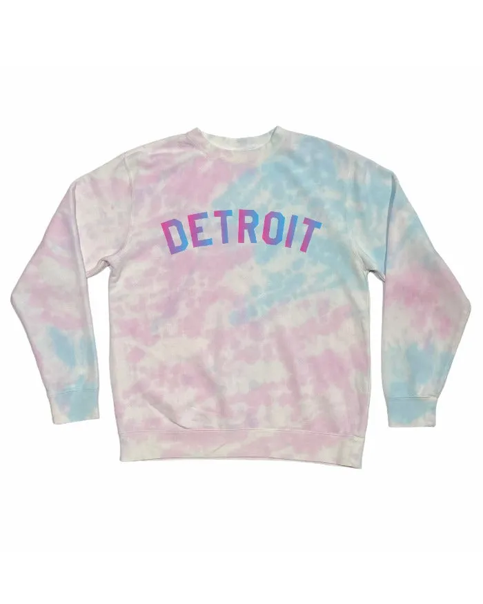 Classic Relaxed Travel Active Ink Detroit -Classic Tie Dye Crewneck Sweatshirt - Cotton Candy
