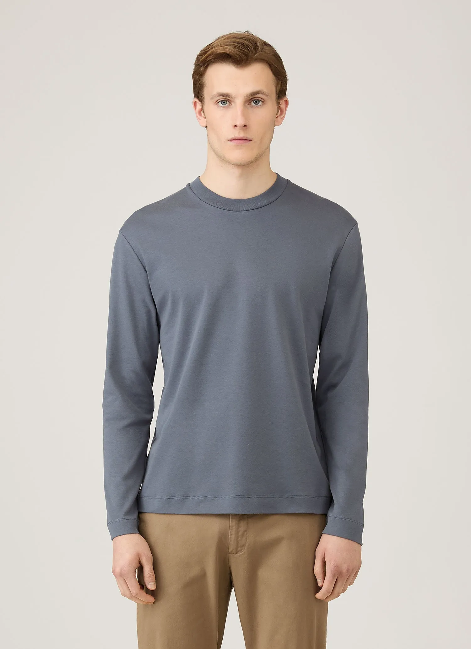 Chic and Cozy Men's Long Sleeve Heavyweight T-shirt in Slate Blue