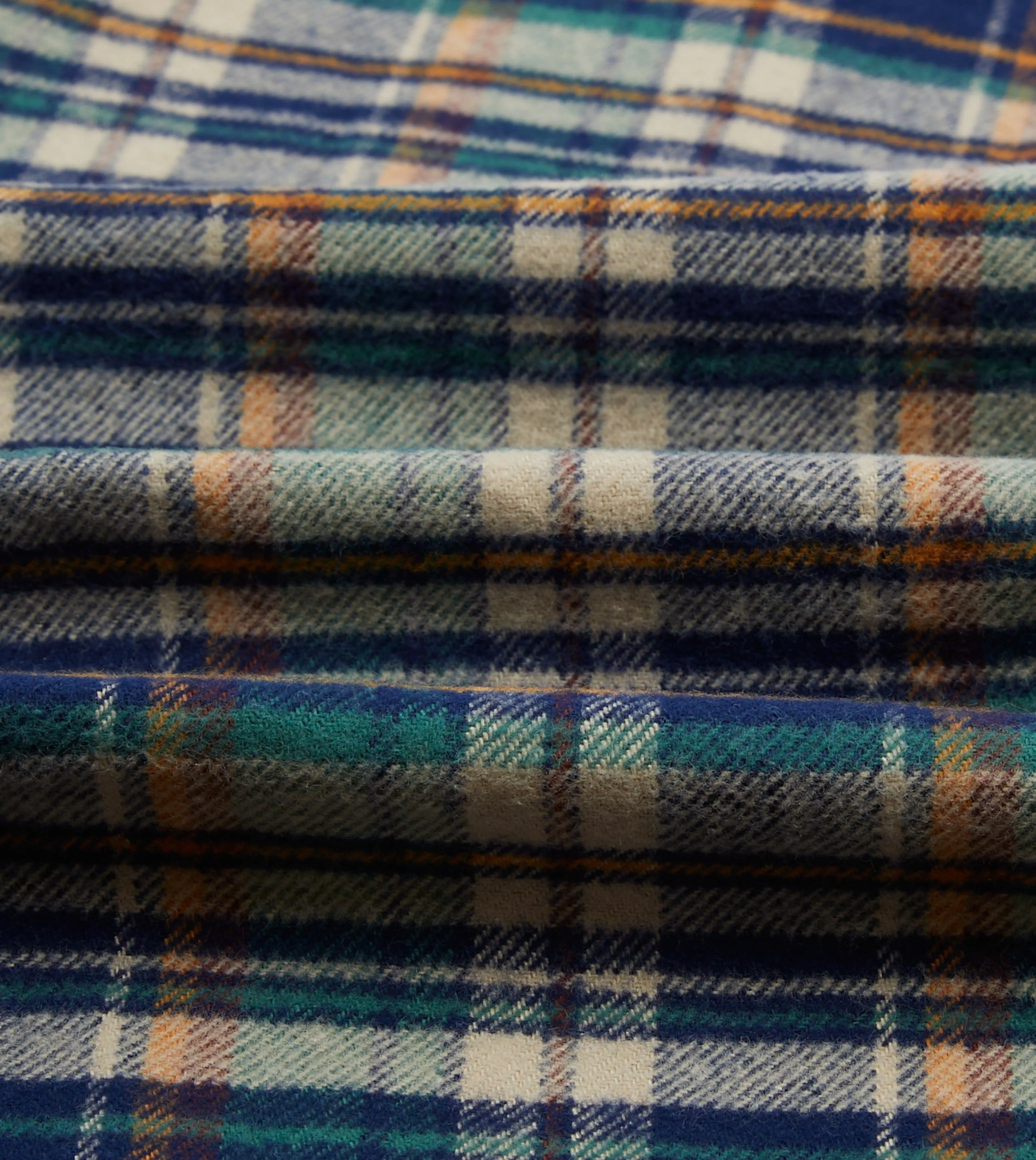 Neutral Color Indigo Check Cotton Two-Pocket Work Shirt