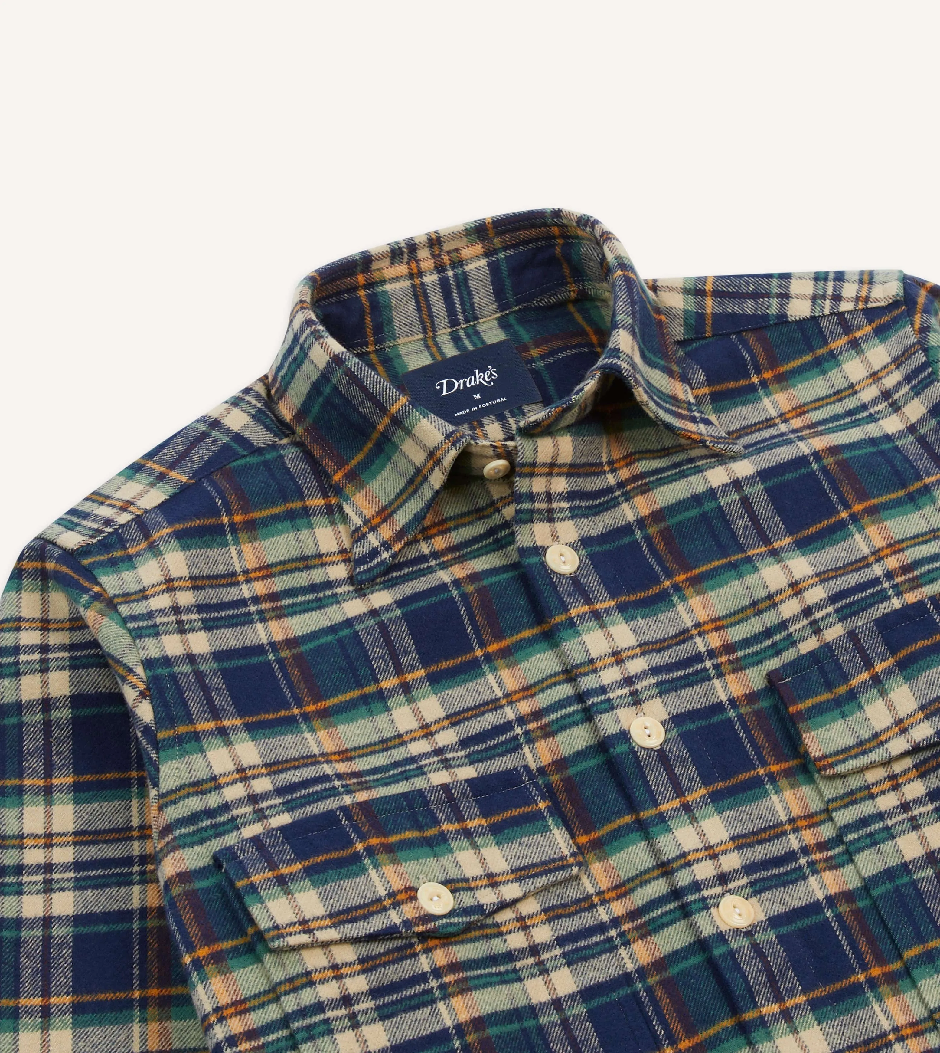 Smart Fit Indigo Check Cotton Two-Pocket Work Shirt