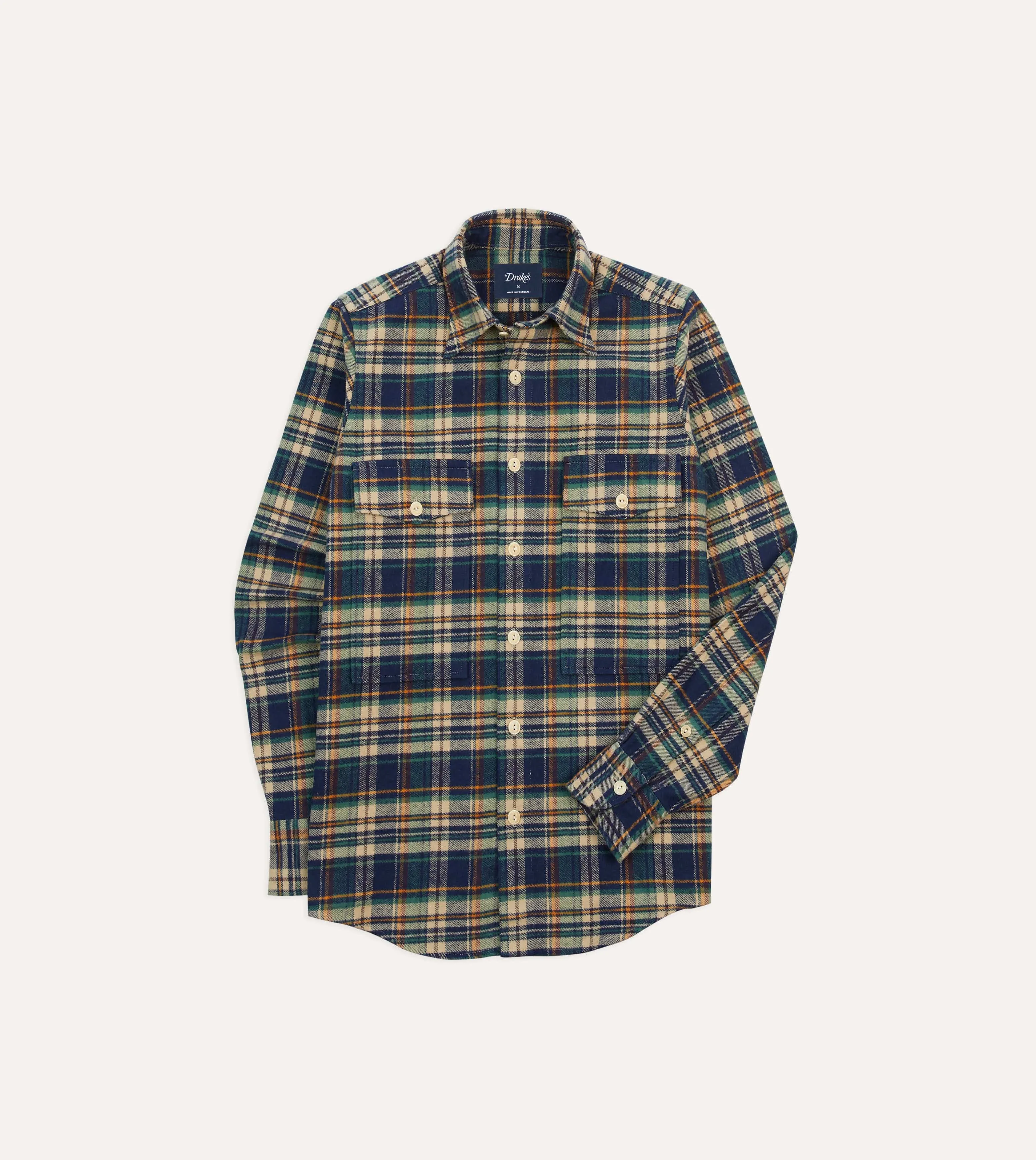 Biodegradable Options High-Quality Fabric Indigo Check Cotton Two-Pocket Work Shirt