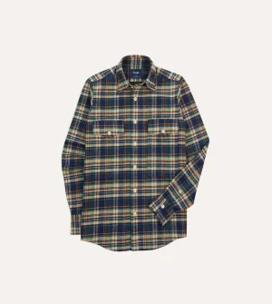 Biodegradable Options High-Quality Fabric Indigo Check Cotton Two-Pocket Work Shirt