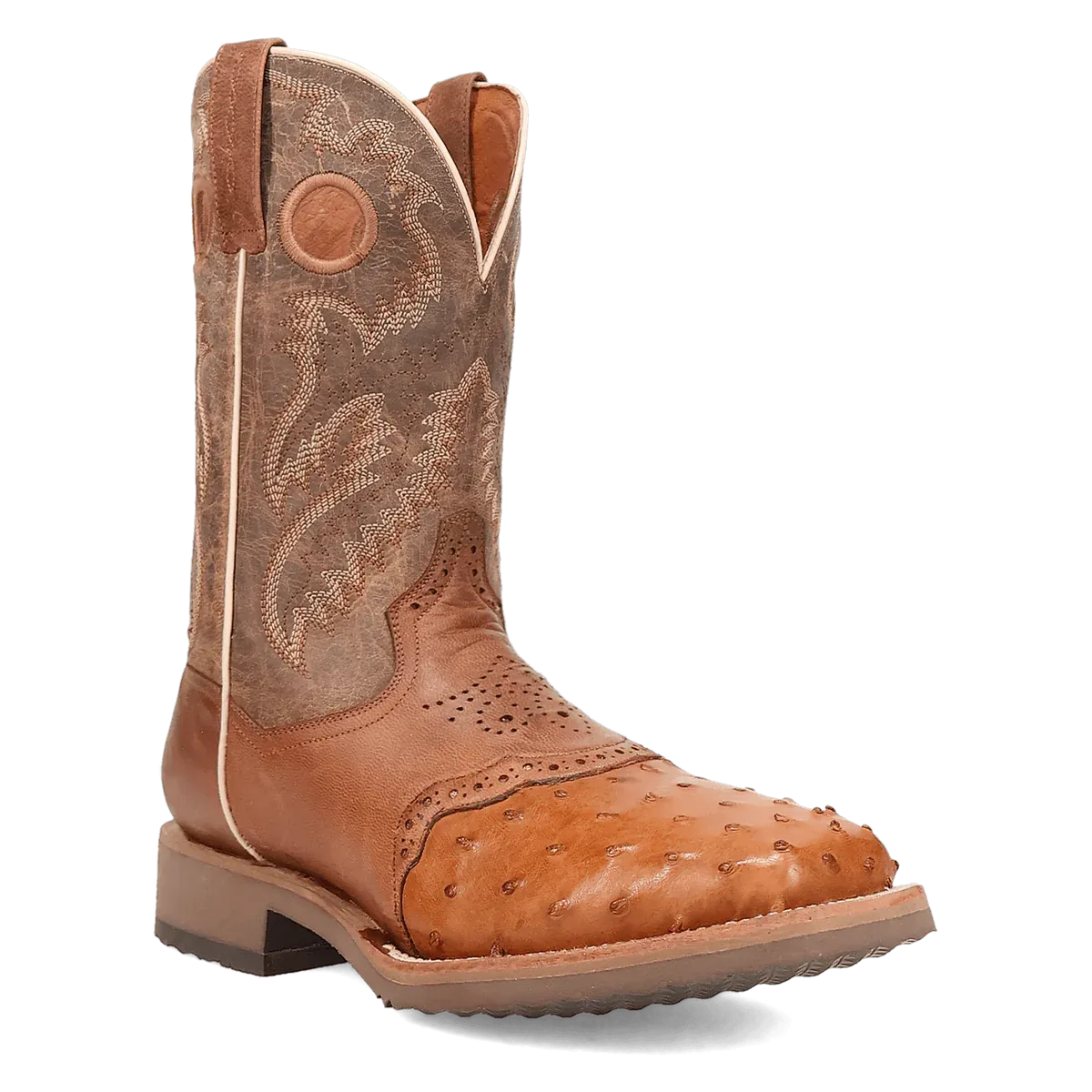Fashion Statement High Traction Trail Runner Dan Post Men's Martel Full Quill Ostrich Western Boot in Brown