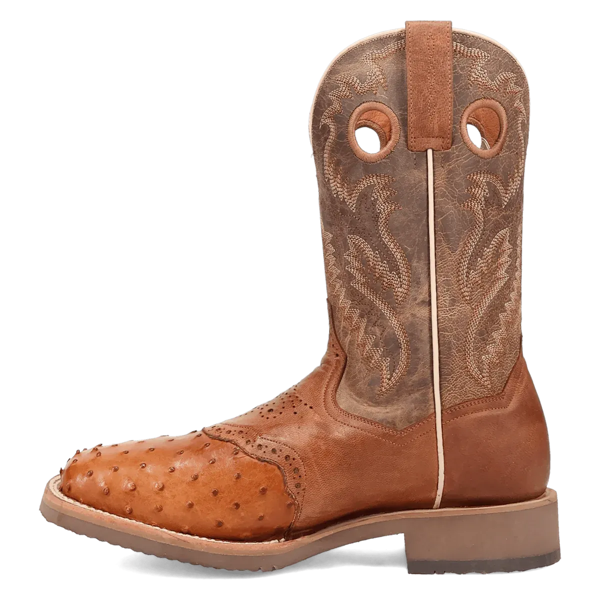 Dan Post Men's Martel Full Quill Ostrich Western Boot in Brown Comfort Lining All Day Wear Daily Movement