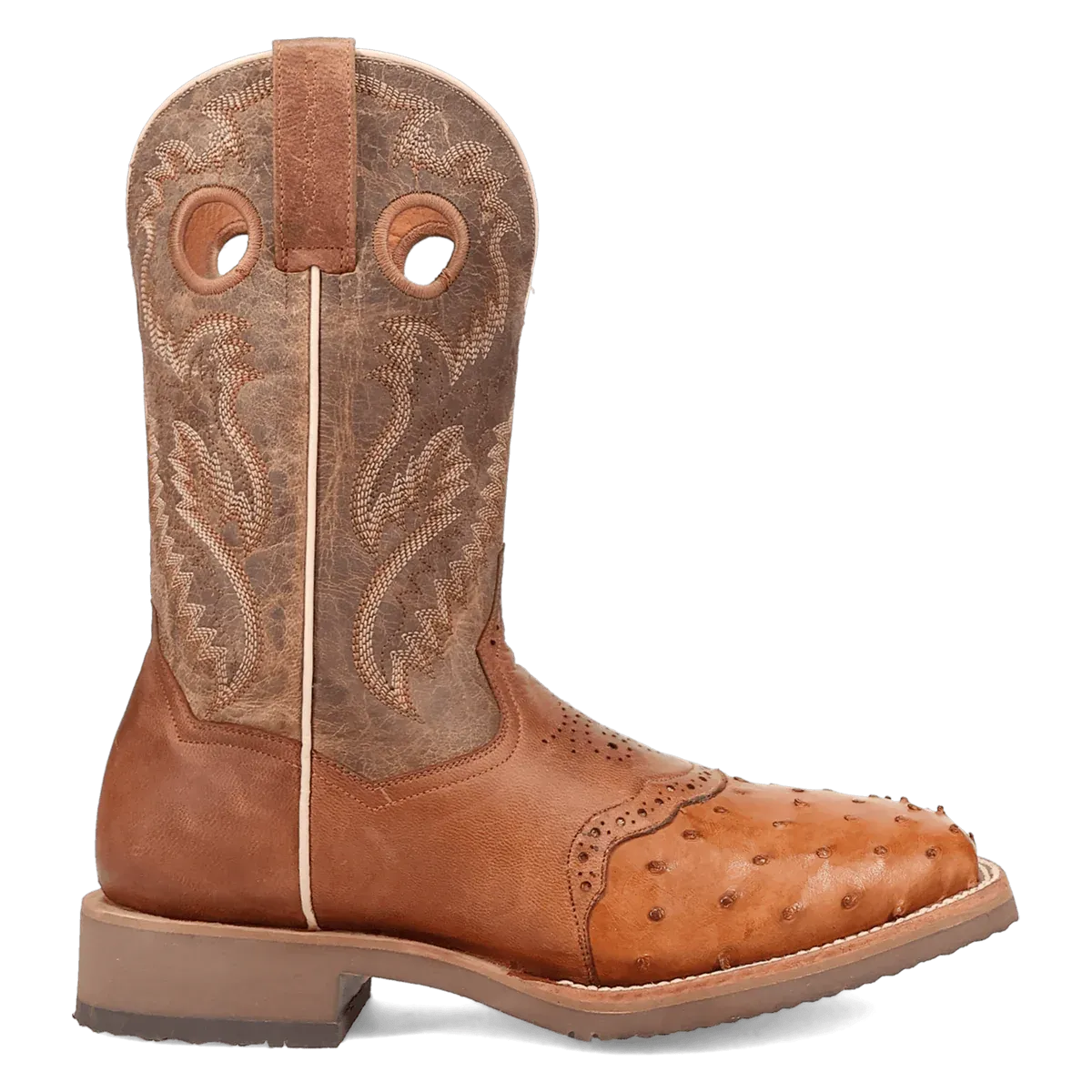 Dan Post Men's Martel Full Quill Ostrich Western Boot in Brown Silent Glam