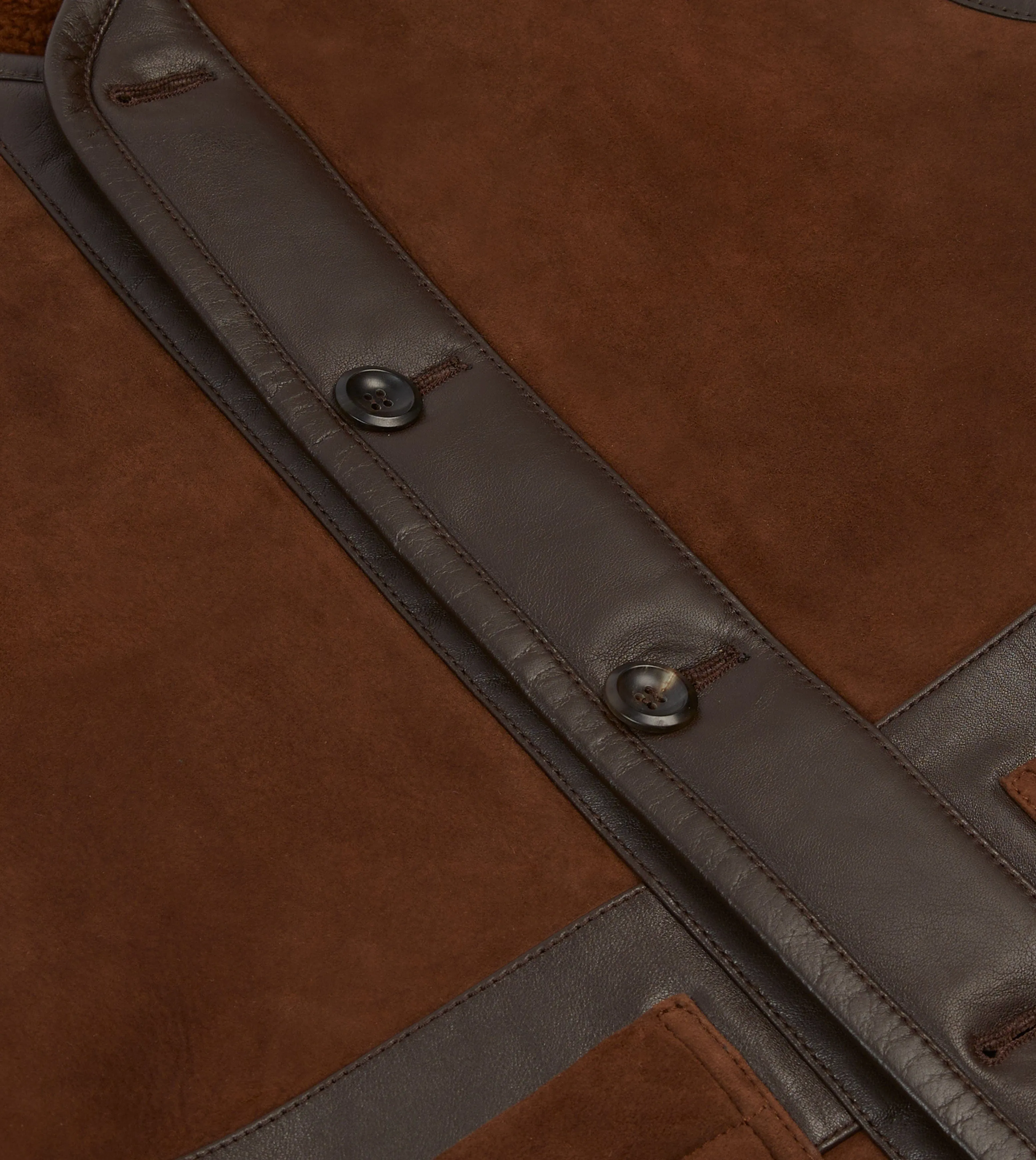 Dark Brown Suede Shearling Vest Adaptive Tension Bands