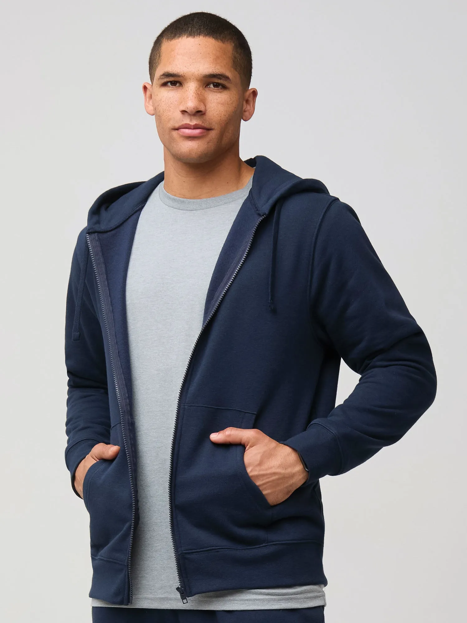 Dark Navy Zip-Up Hoodie Antibacterial