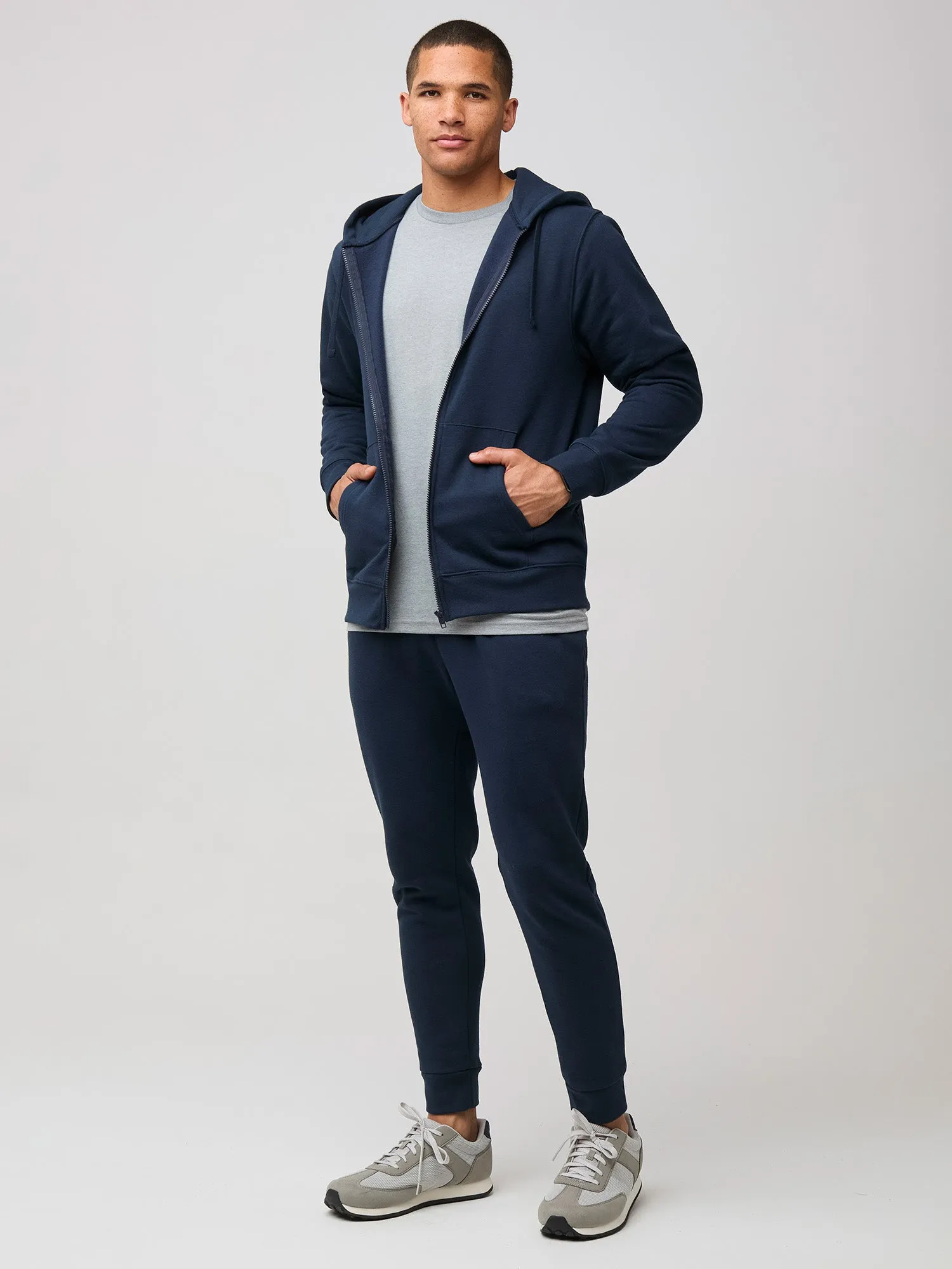 Dark Navy Zip-Up Hoodie product patchwork creativity