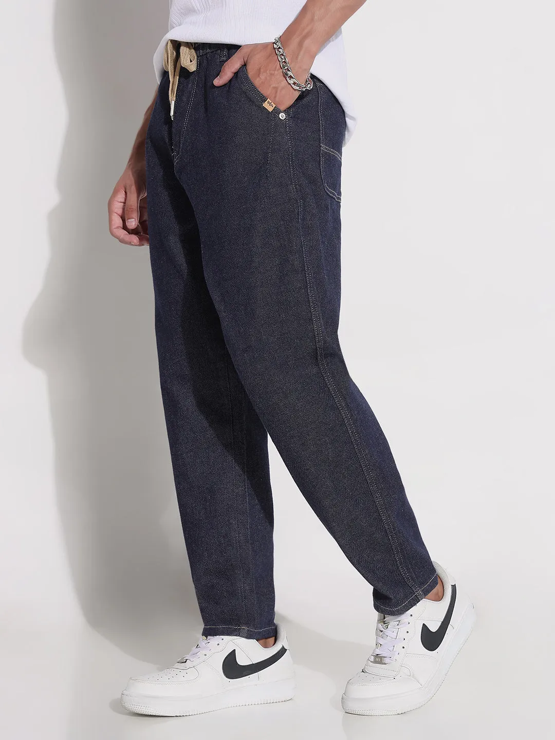 Men's Navy Blue Straight Fit Jeans Core Fit Artist Vibe Weekend Warrior Gym Ready