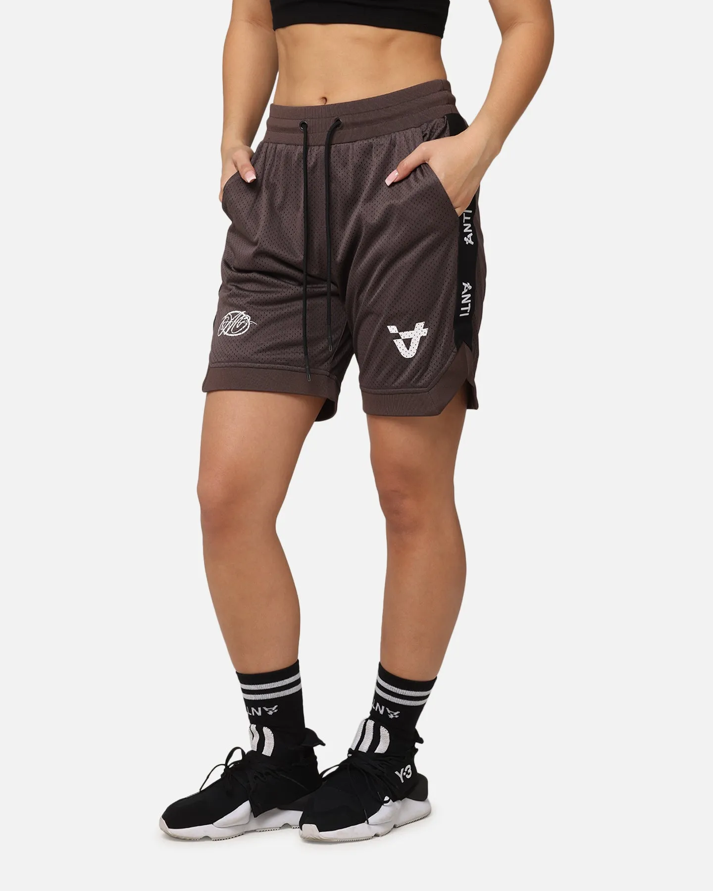 The Anti Order Future Racing Basketball Shorts Dark Brown Abrasion Dispersing Weave