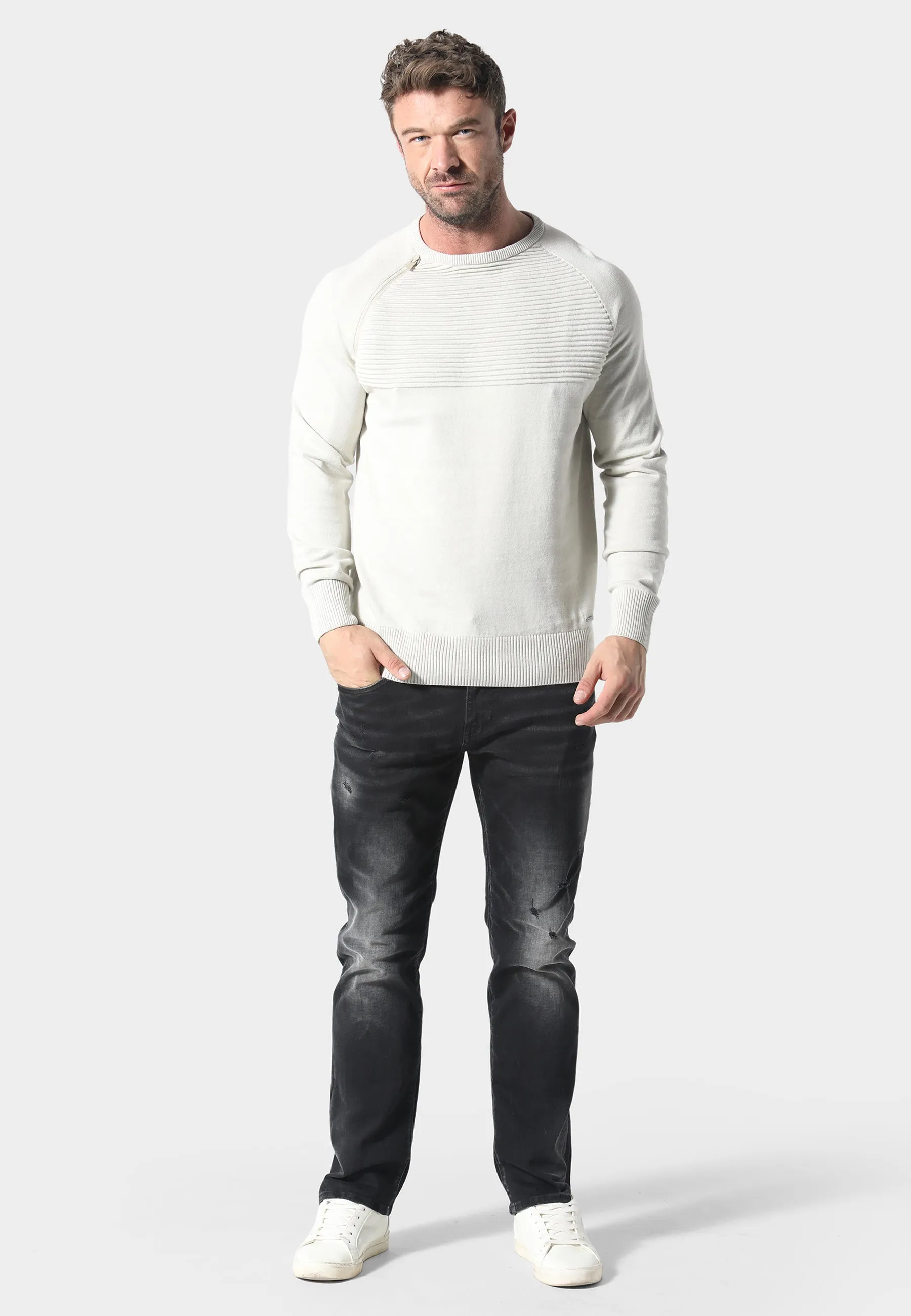 Textured Surface Delphi Ecru Knitwear