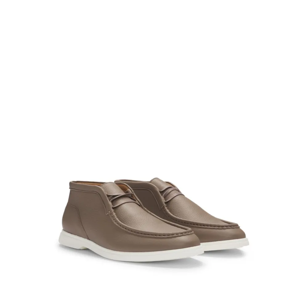 Desert boots in tumbled leather with apron toe In office Luxe Edge
