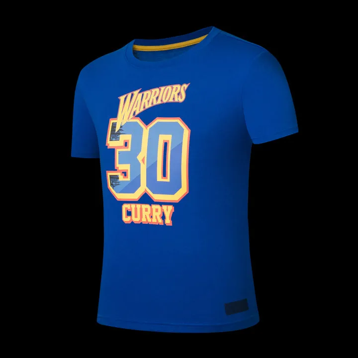 Peak Comfort Durable Double Stitching NBA Loose Fit Rubber Print Kids T-shirt - Curry Golden State Warriors