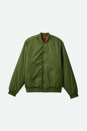 Dillinger Flight Bomber Jacket - Cypress Green Practical Cold Piece Button Closure