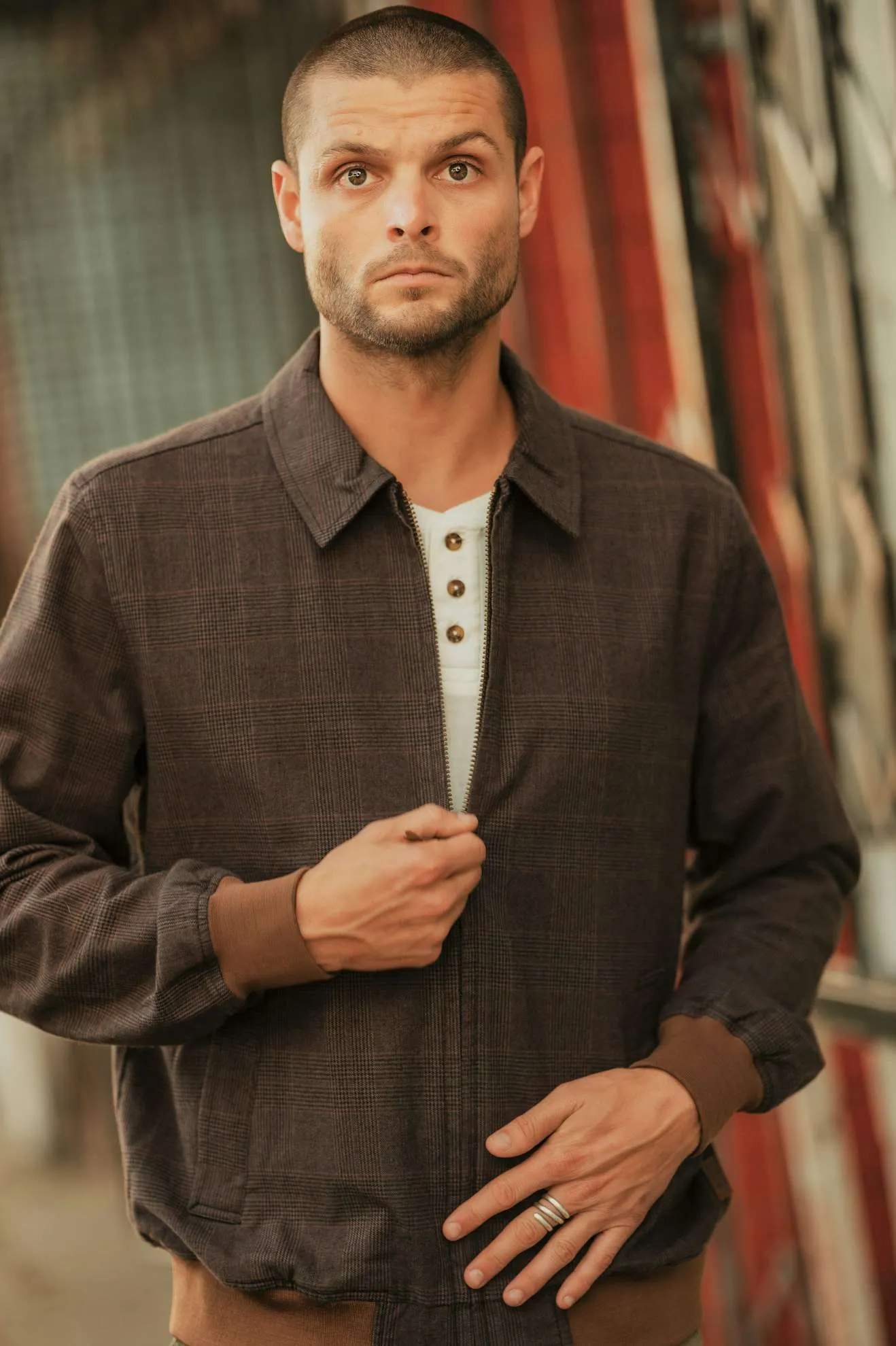 Dillinger Houndstooth Bomber Jacket - Black Houndstooth EcoFriendly Water Repellency Mild Day Outfit