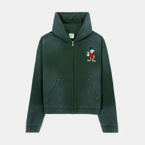 wrinkle free Dark Shade Disney Ducktales By Shoe Palace Big Bucks Zipped Cropped Mens Hoodie (Green/Gold)