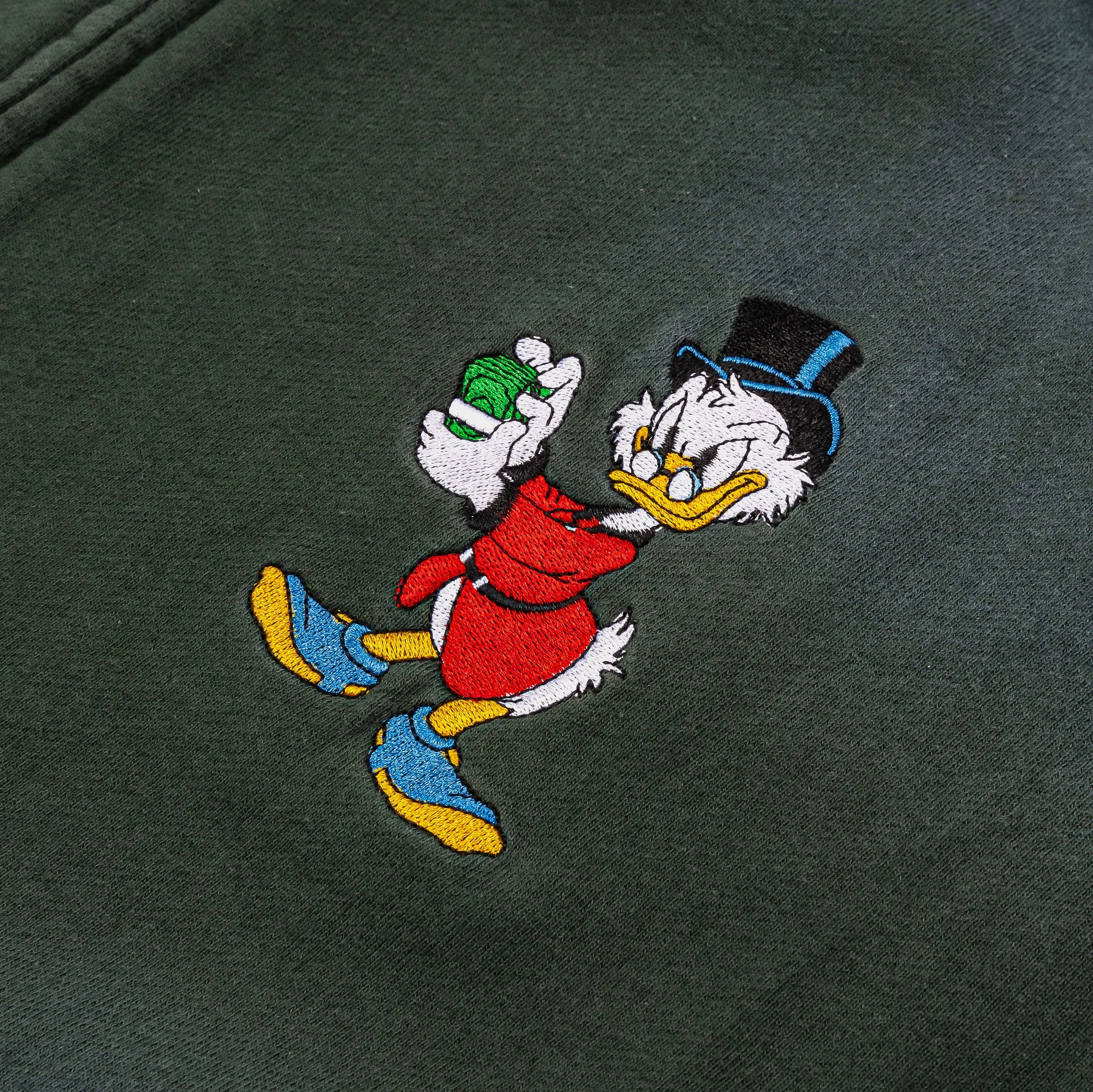 Street Style Vibe Disney Ducktales By Shoe Palace Big Bucks Zipped Cropped Mens Hoodie (Green/Gold)