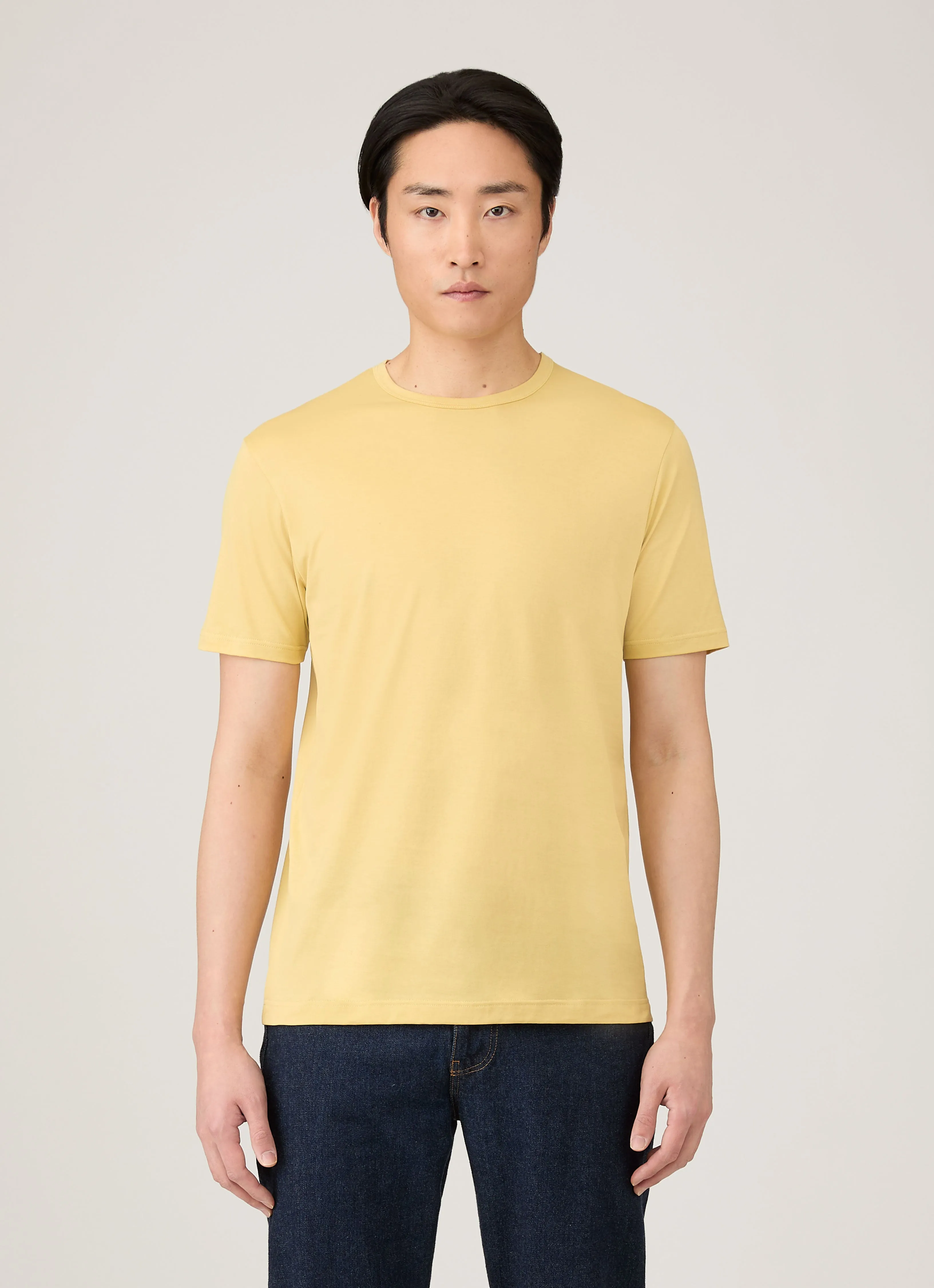 Subtle Embroidery SoftenedTexturedWeave Men's Classic T-shirt in Dusty Yellow