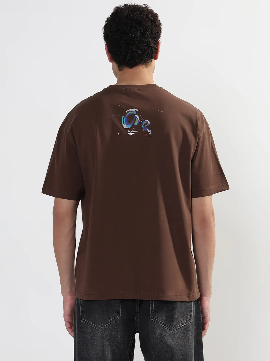 Men's Printed Brown Regular Fit T-Shirt DoubleStitched WrinkleResistantClothing