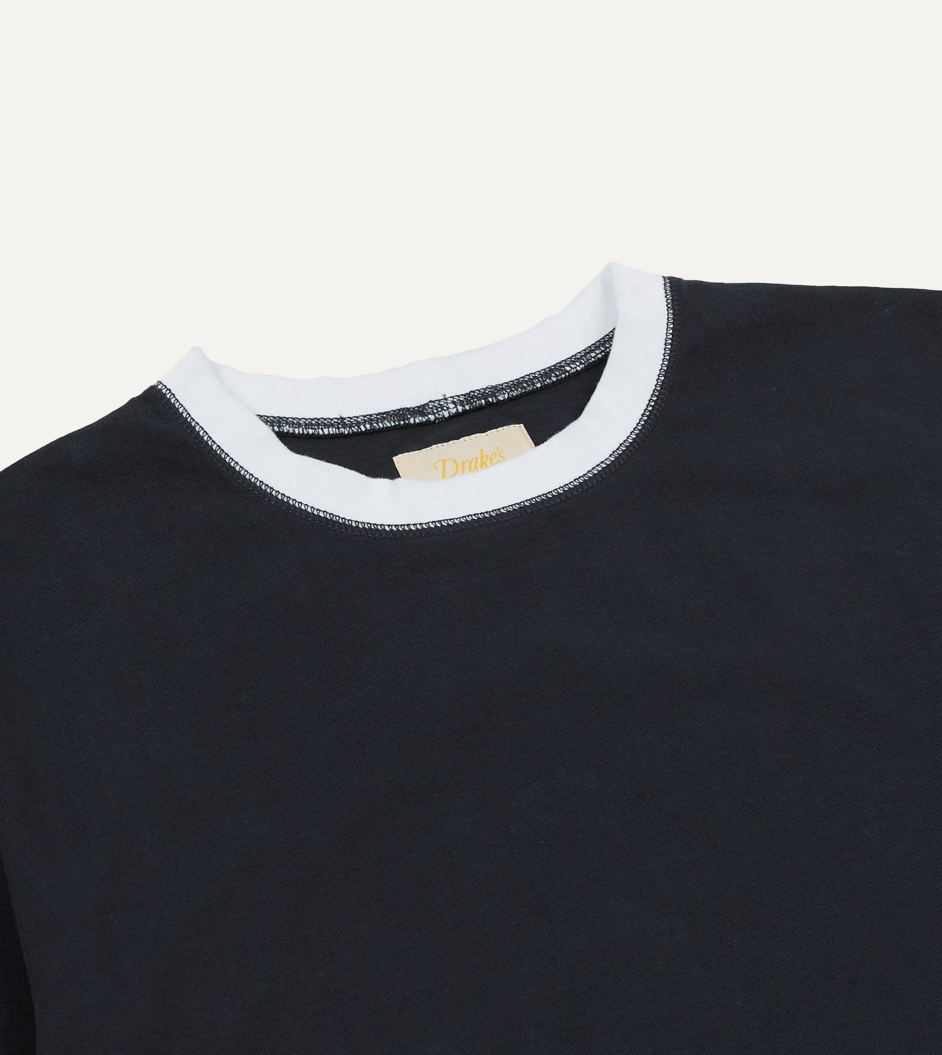 Drake's & Mr Camel Navy Ringer T-Shirt Active Fashion