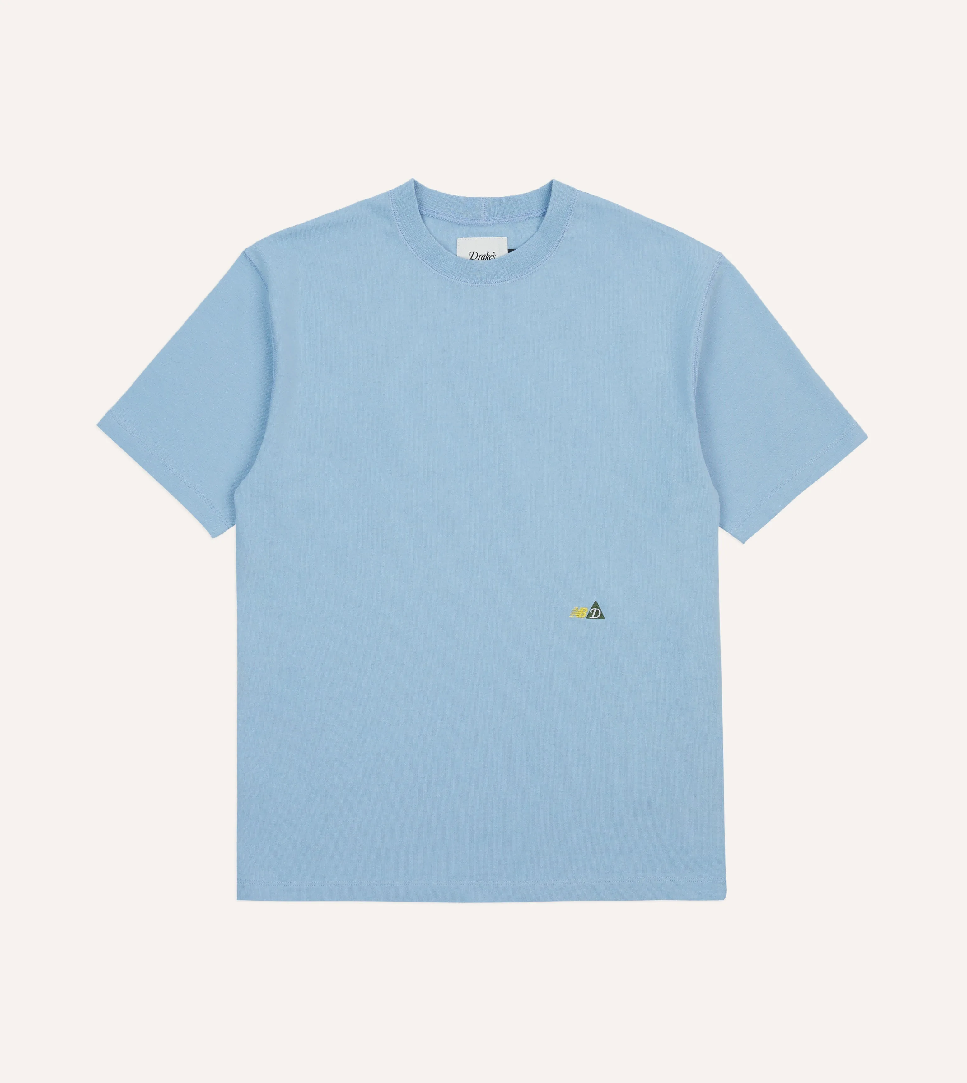 Drake??s and New Balance Blue Graphic T-Shirt Ribbed Neckline VintageWashEffect