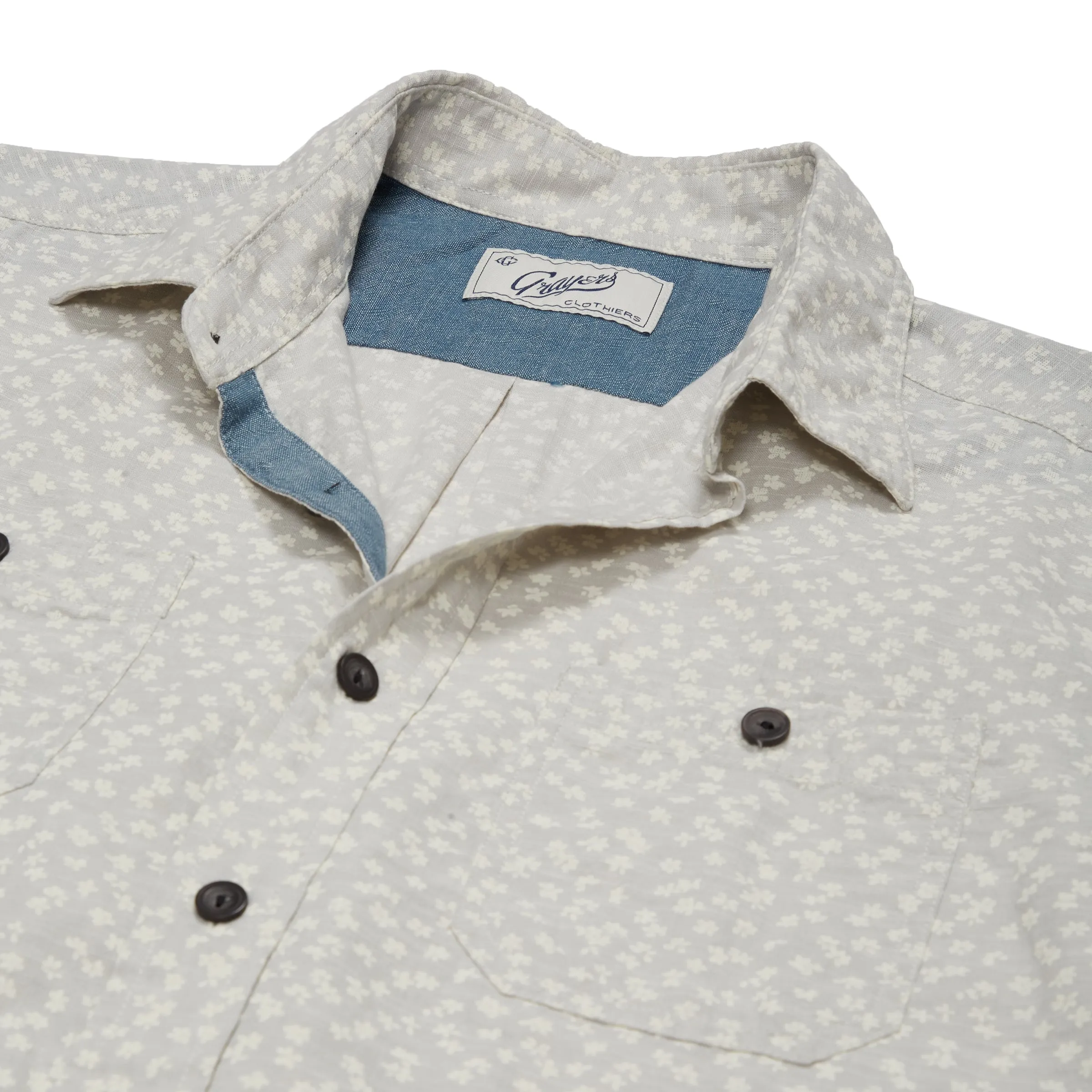 Drayton Printed Chambray Shirt - Micro Chip Print  * Essential Fit Seasonal Casual