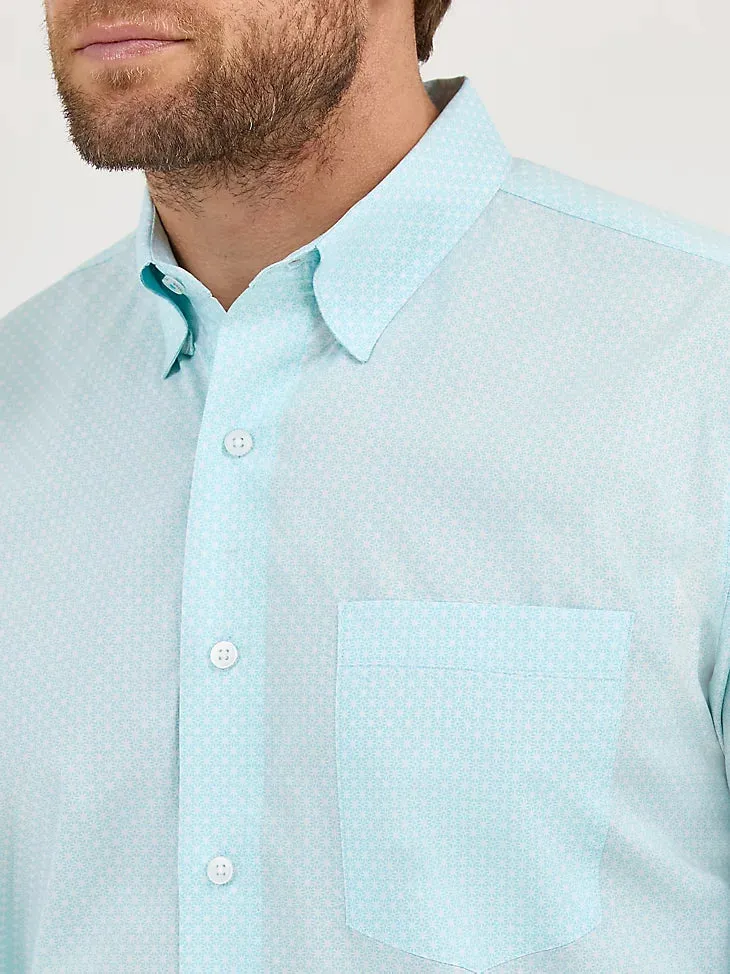 Breathable Fit Soft and Flexible Wrangler Men's L/S Cody Johnson Button Down Shirt in Aqua Burst (Available in Tall Sizes)