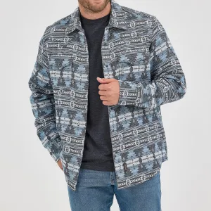 Recycled Polyester Thread Chic Fashion Wrangler Retro Men's Premium Jacquard Snap Shirt Jacket in Baby Blue (Available in Tall Sizes!)