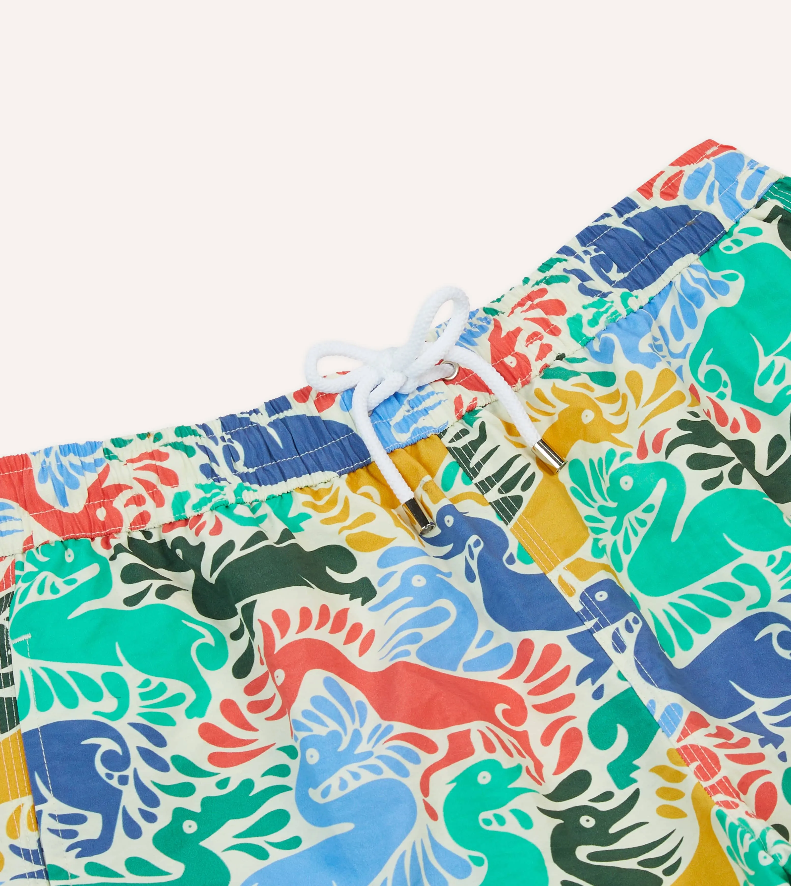 Shock Dispersing Architecture Belt loops Ducks Print Nylon Drawstring Swim Shorts