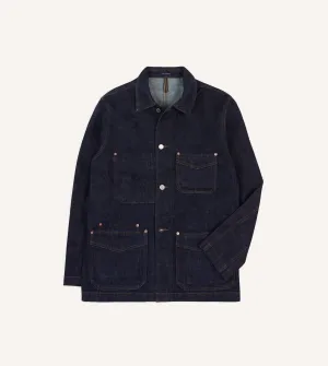 Indigo Rinse Denim Five-Pocket Chore Jacket ModularLayering Heavyweight Fabric